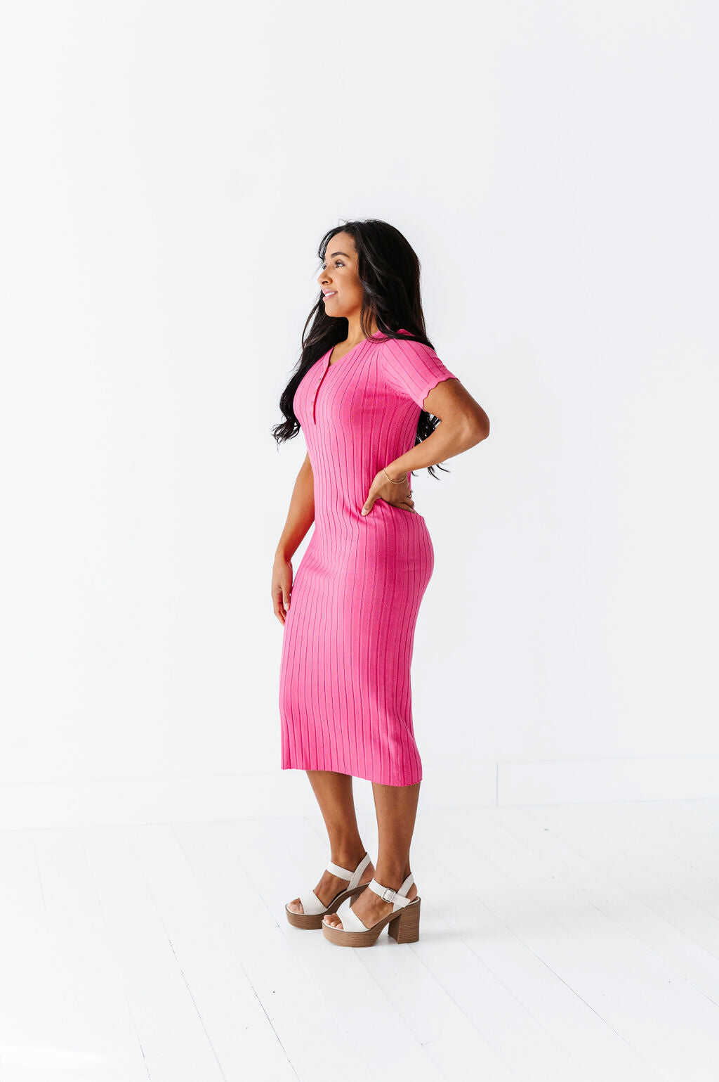 Harper Short Sleeve Dress in Hot Pink - Size XL, 1X, & 2X Left