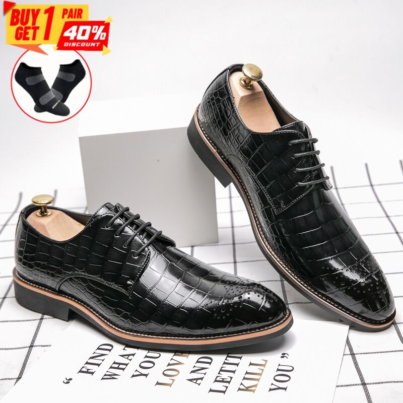 Men's Stylish And Comfortable  Crocodile Pattern Brogues Shoes