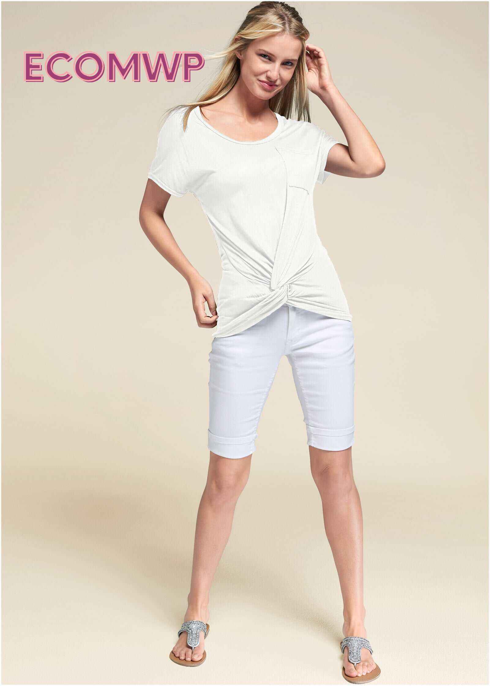 Twisted Knot Detail Tee - White