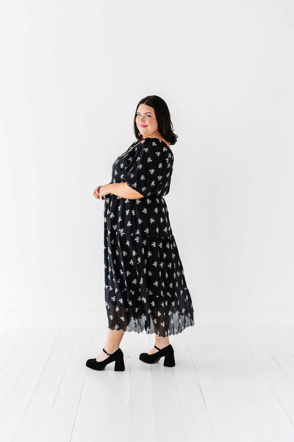 Pearl Midi Dress in Black - Size Small, Medium, & 3X Left