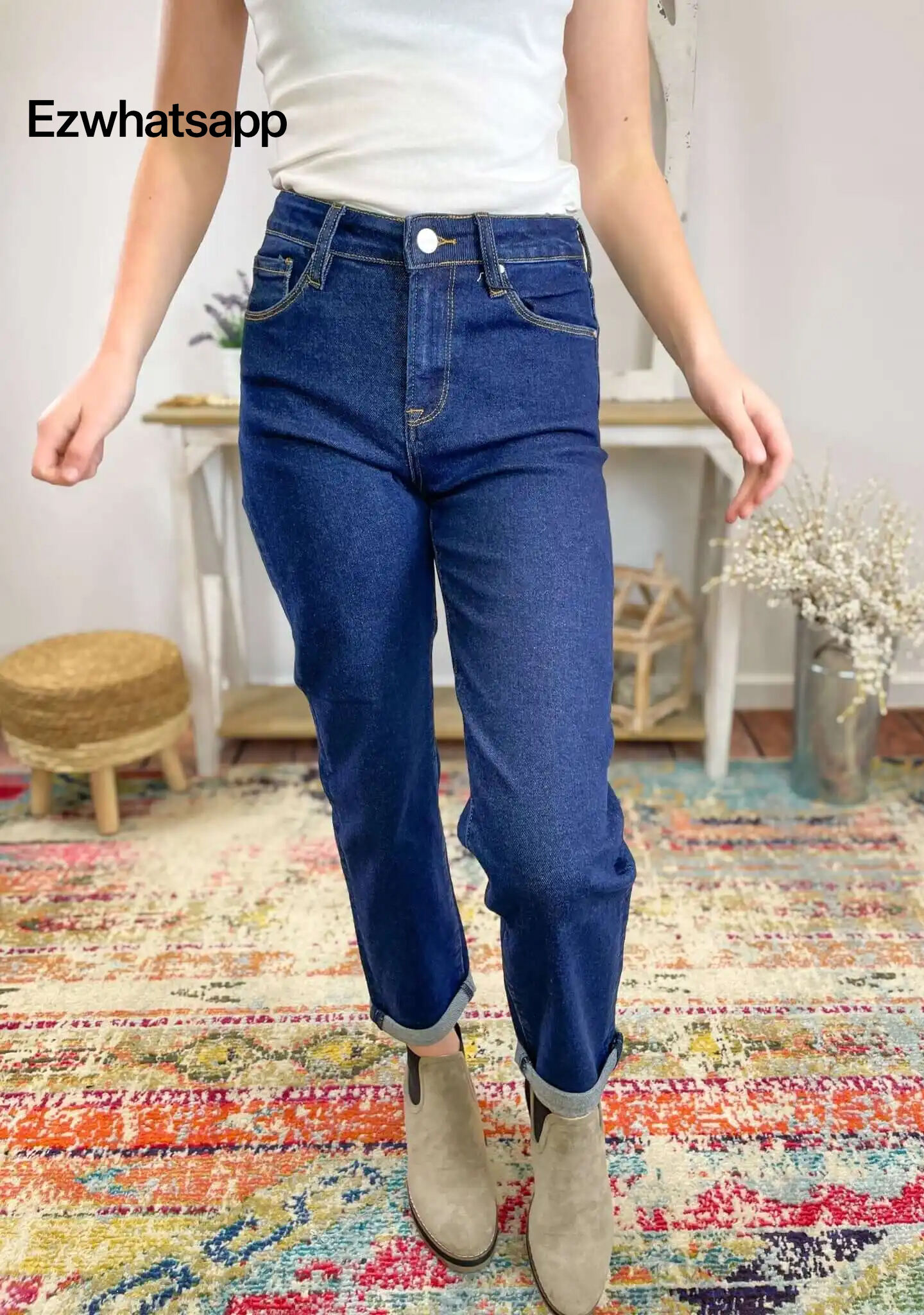 Risen Jeans Mid-Rise Boyfriend Crop Jeans