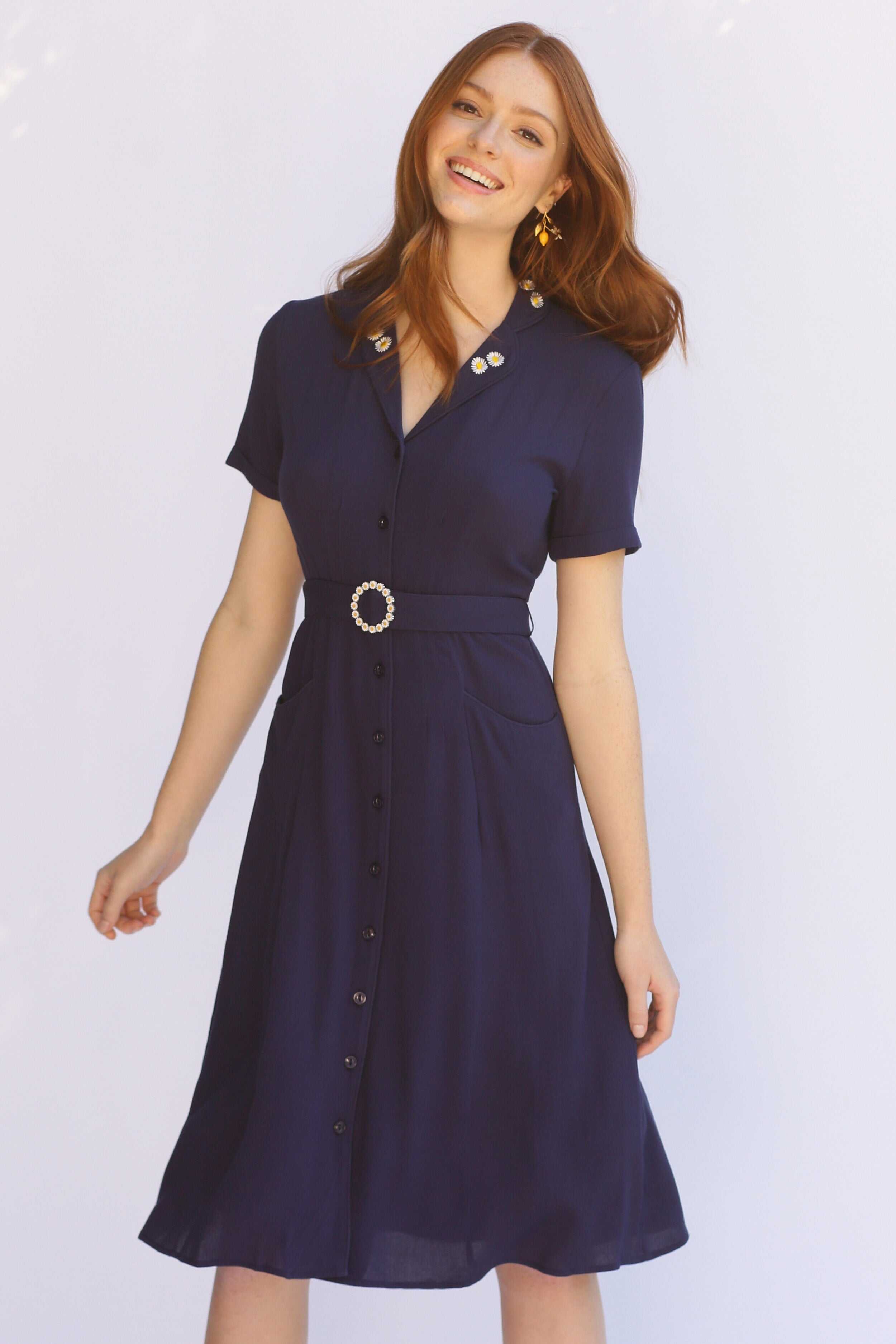 Crepe Maria Dress w. Daisy Belt