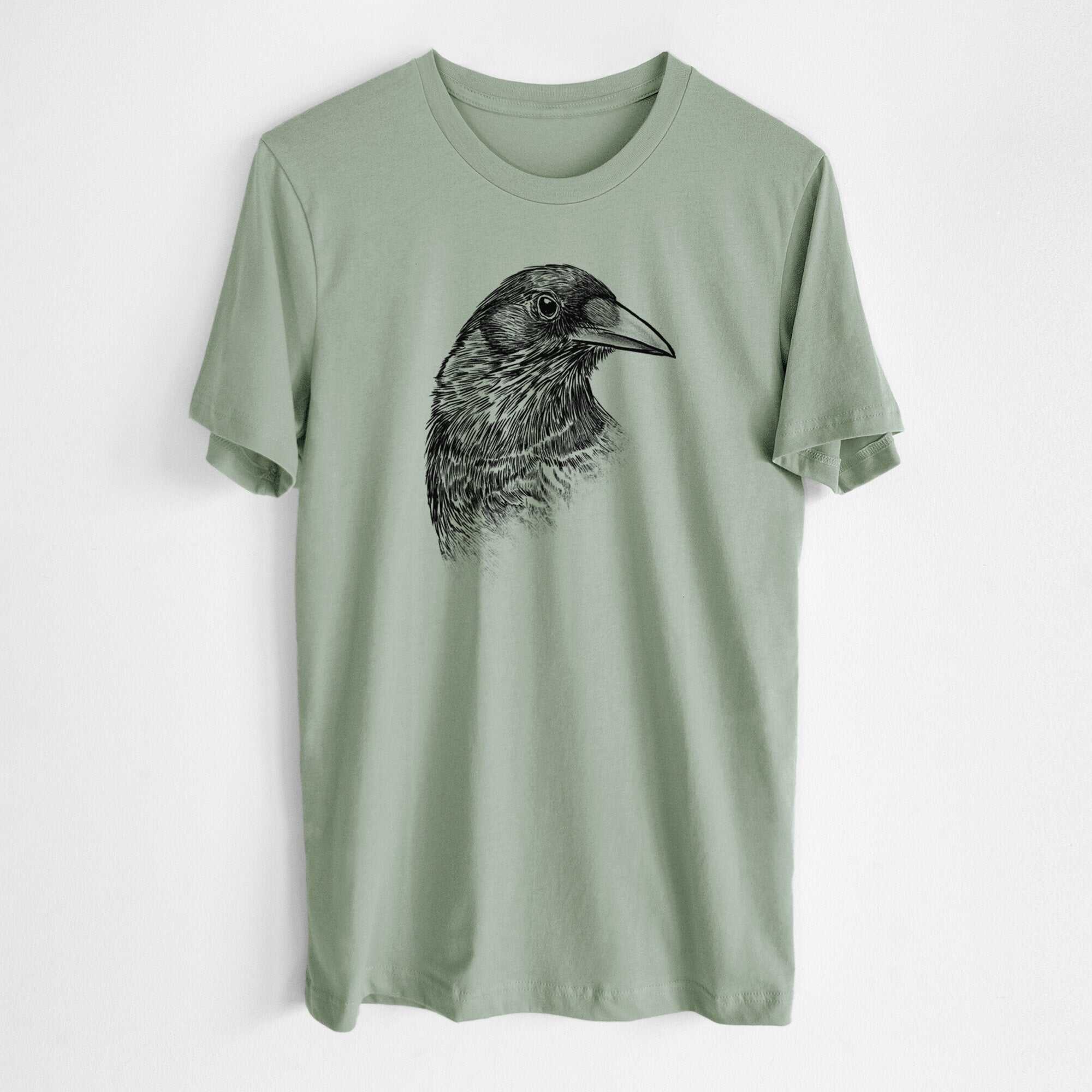 American Crow Bust - Corvus brachyrhynchos - Lightweight 100% Cotton Unisex Crewneck