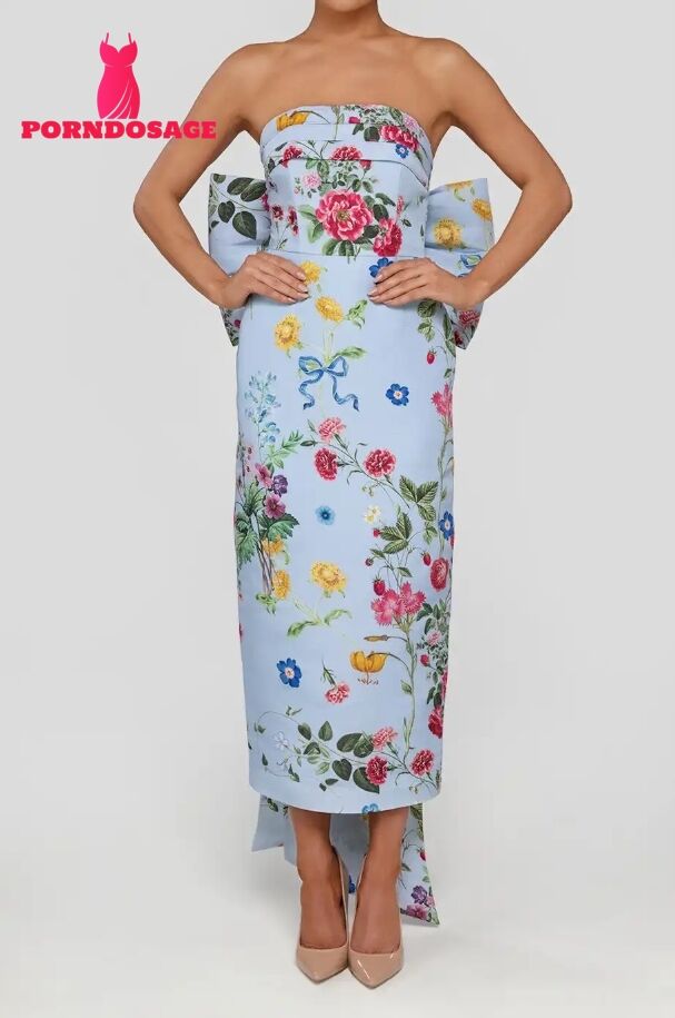 Bow Floral Off-Shoulder Midi Dress