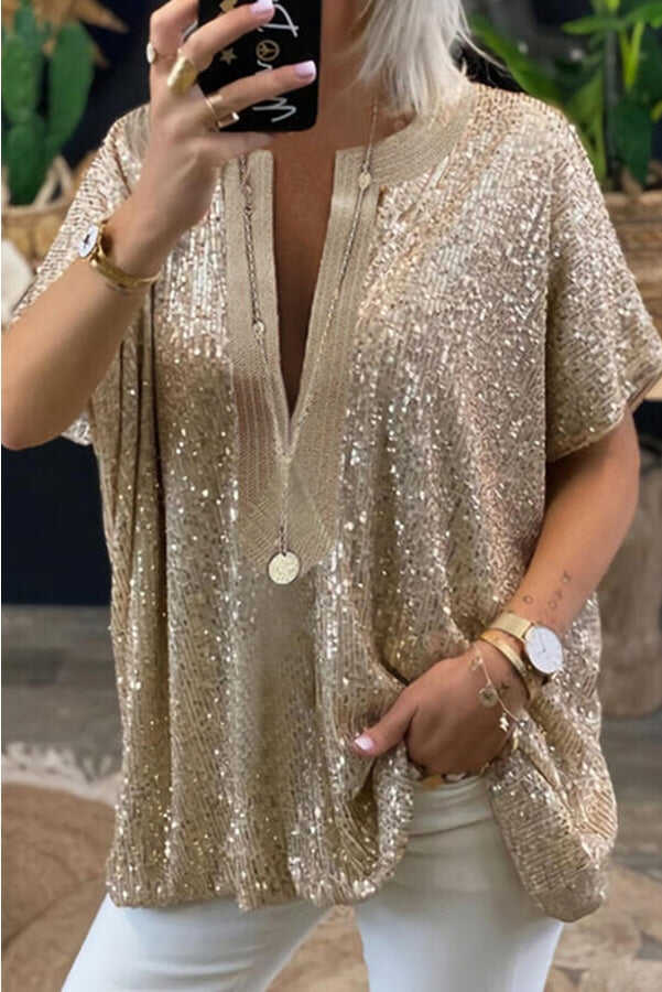 Lilipretty Sparkling Evening Sequin Loose Fit Top