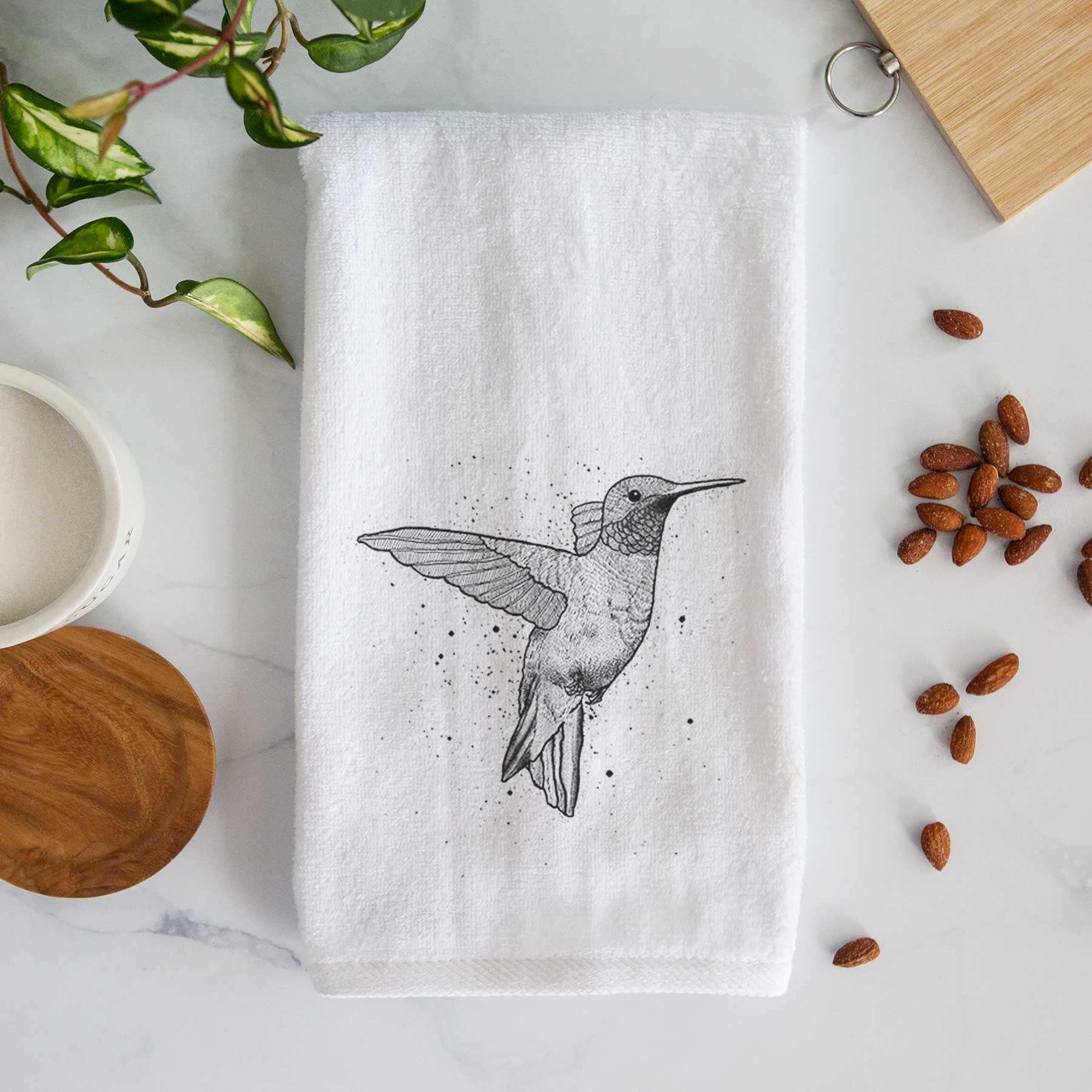 Ruby-throated Hummingbird Premium Decorative Hand Towel