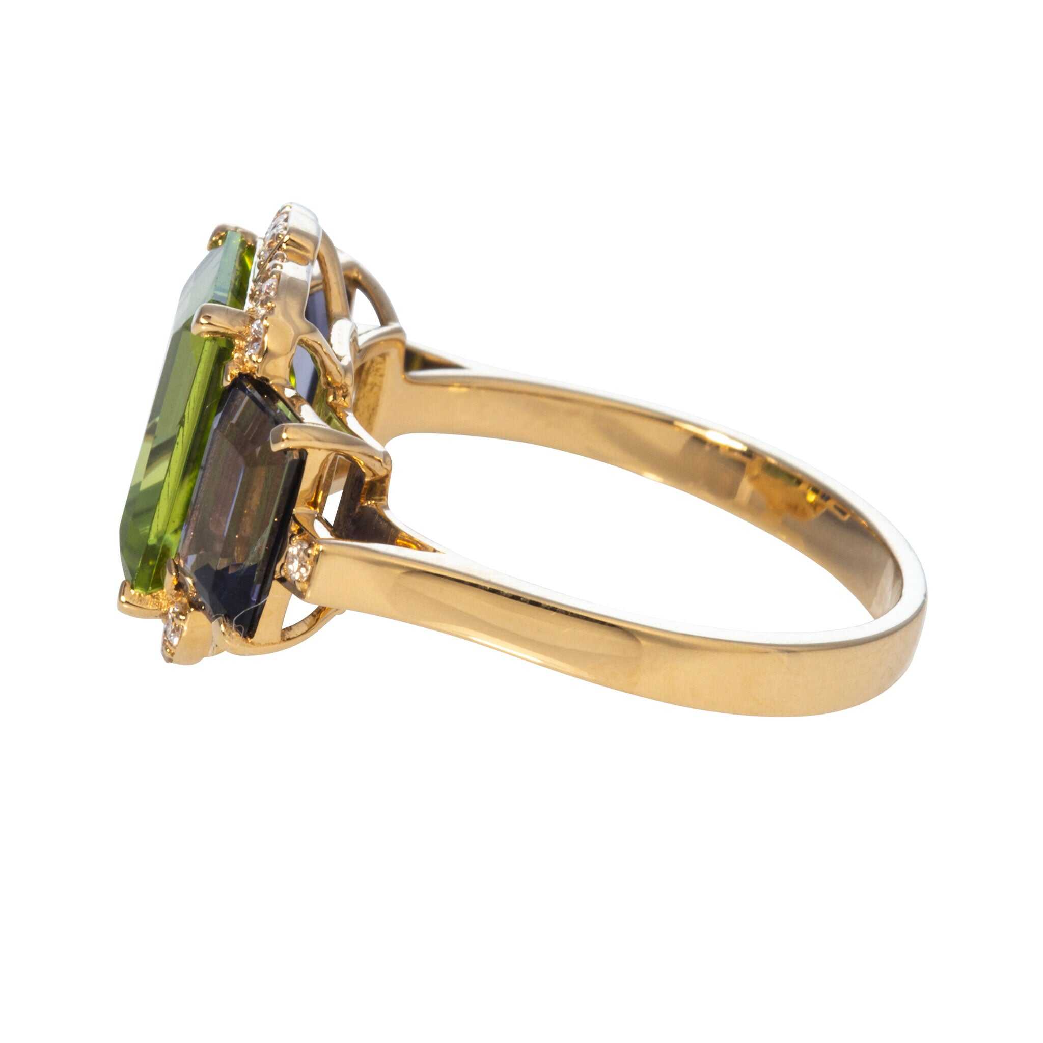 Goshwara 3-Stone Peridot & Iolite 18K Gold Ring