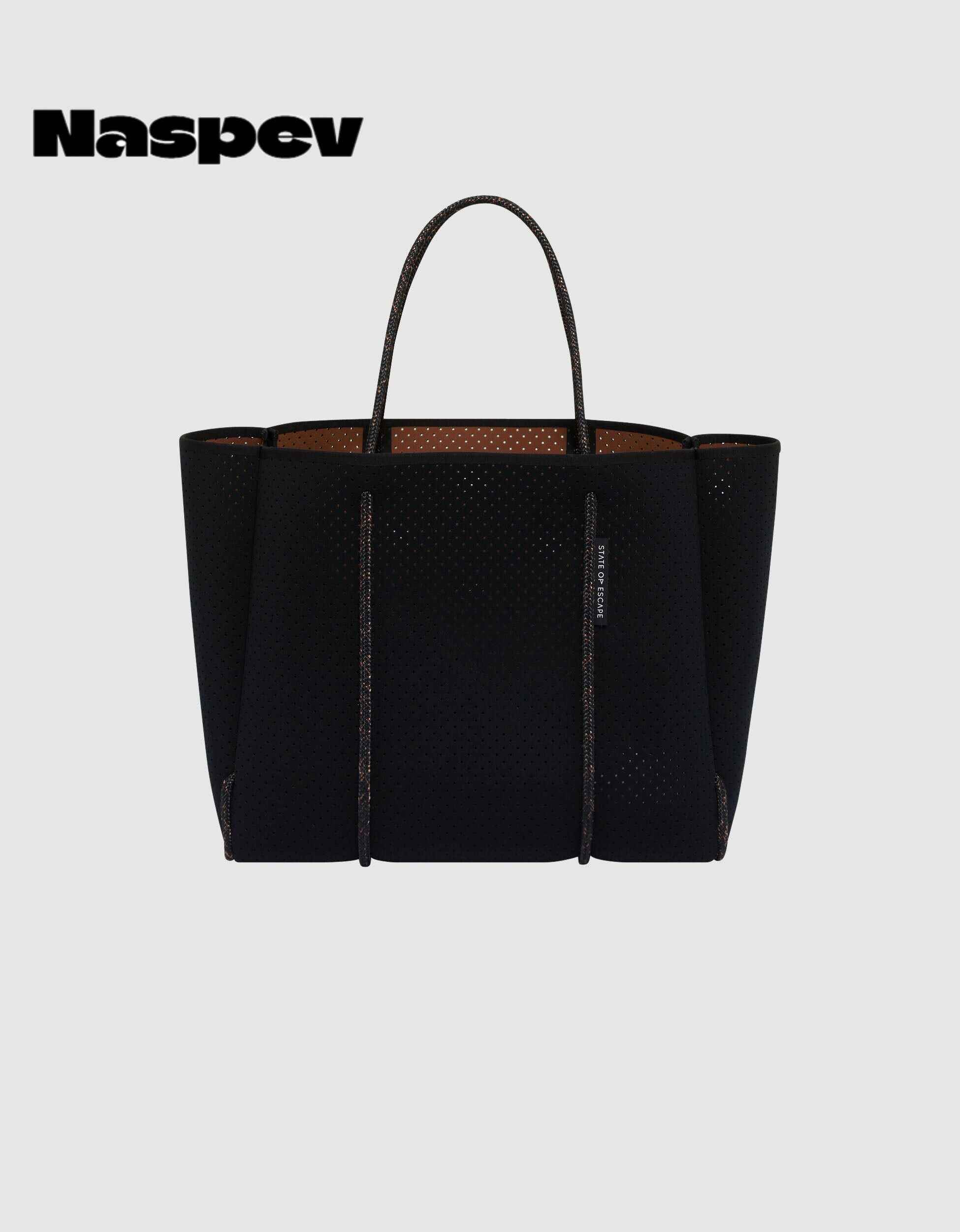 Flying Solo tote in black / saddle (dual tone)
