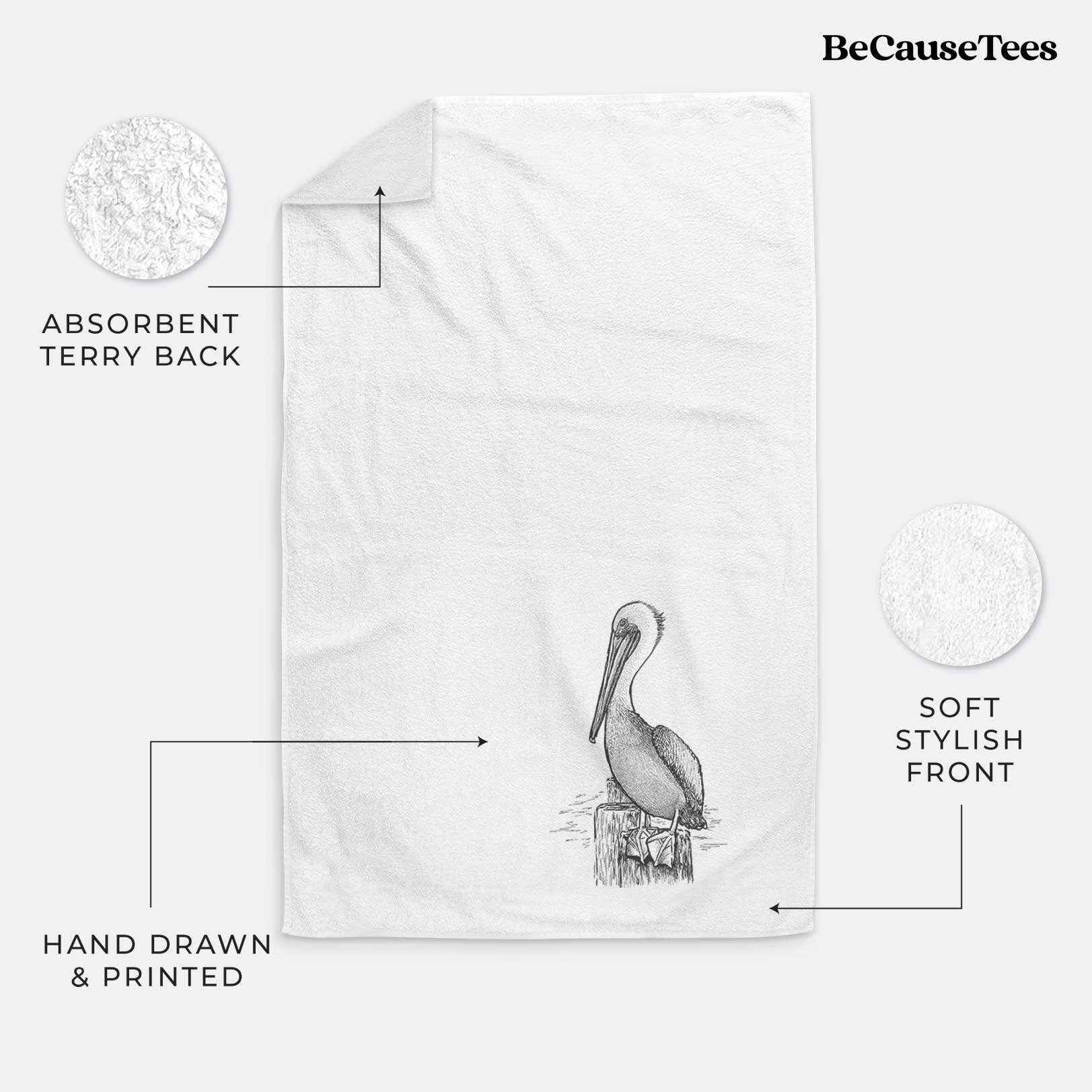 Pelecanus occidentalis - Brown Pelican Premium Decorative Hand Towel
