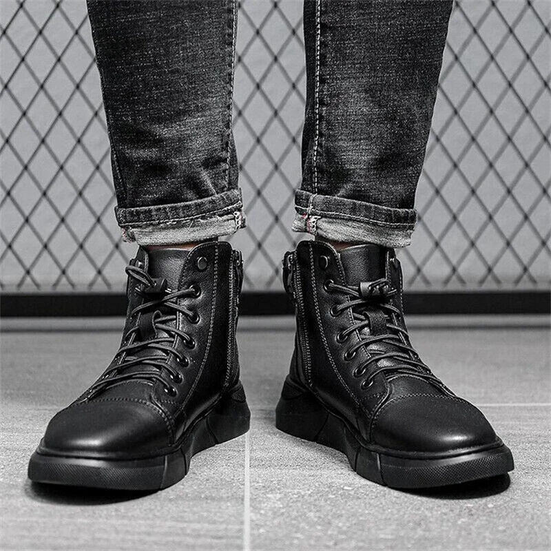 (🔥Hot Sale) Men's Top-Quality Motorcycle Boots Genuine Leather Waterproof Anti-Slip Anti-Sprain