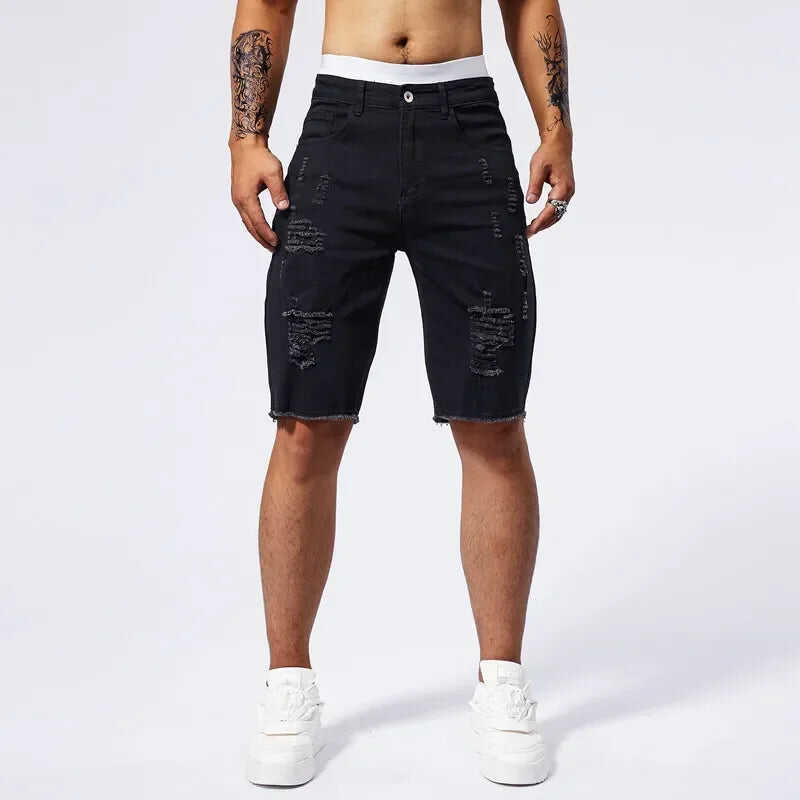 BREAKCUT DENIM SHORTS