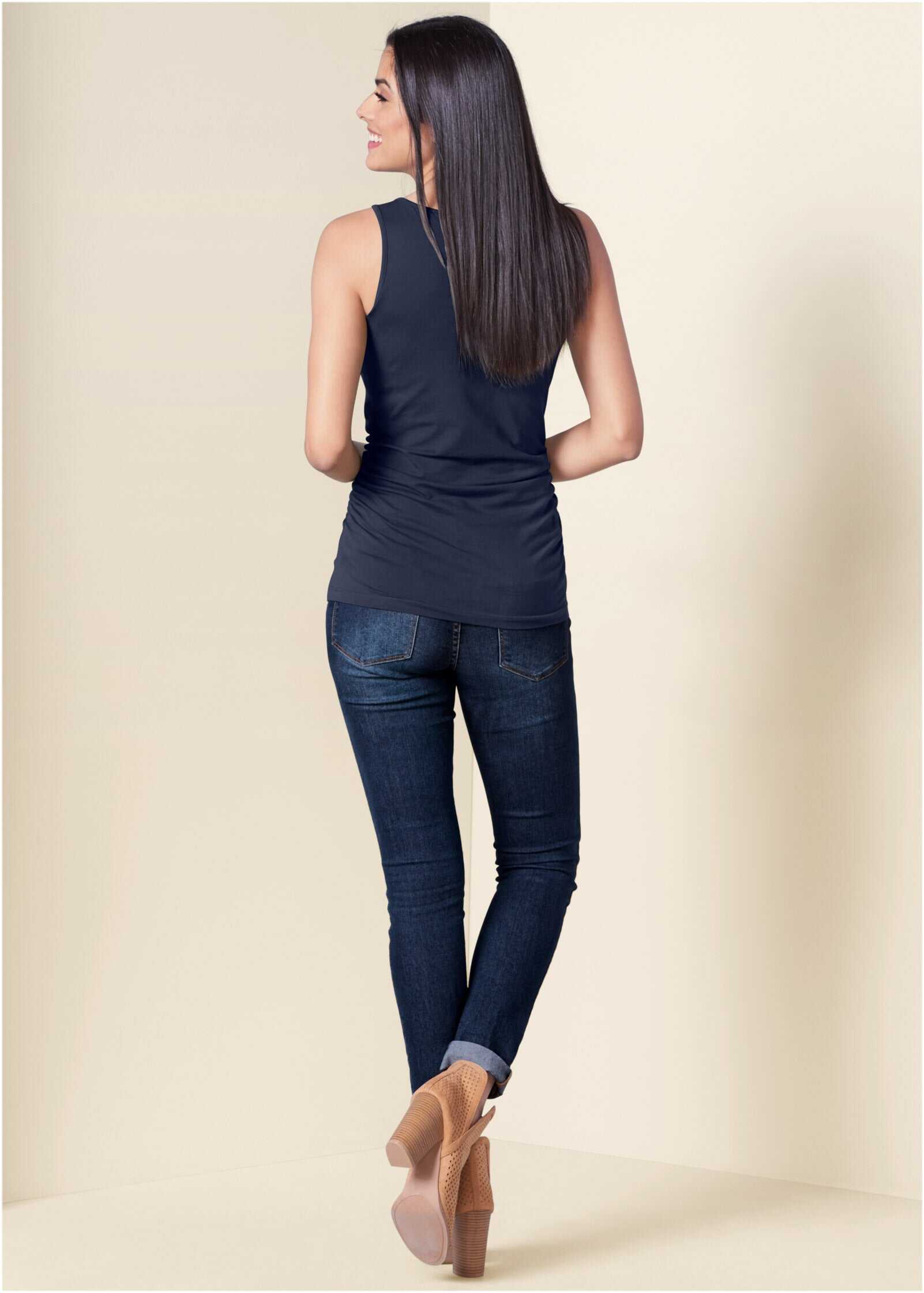 Square Neck Tank Top - Navy