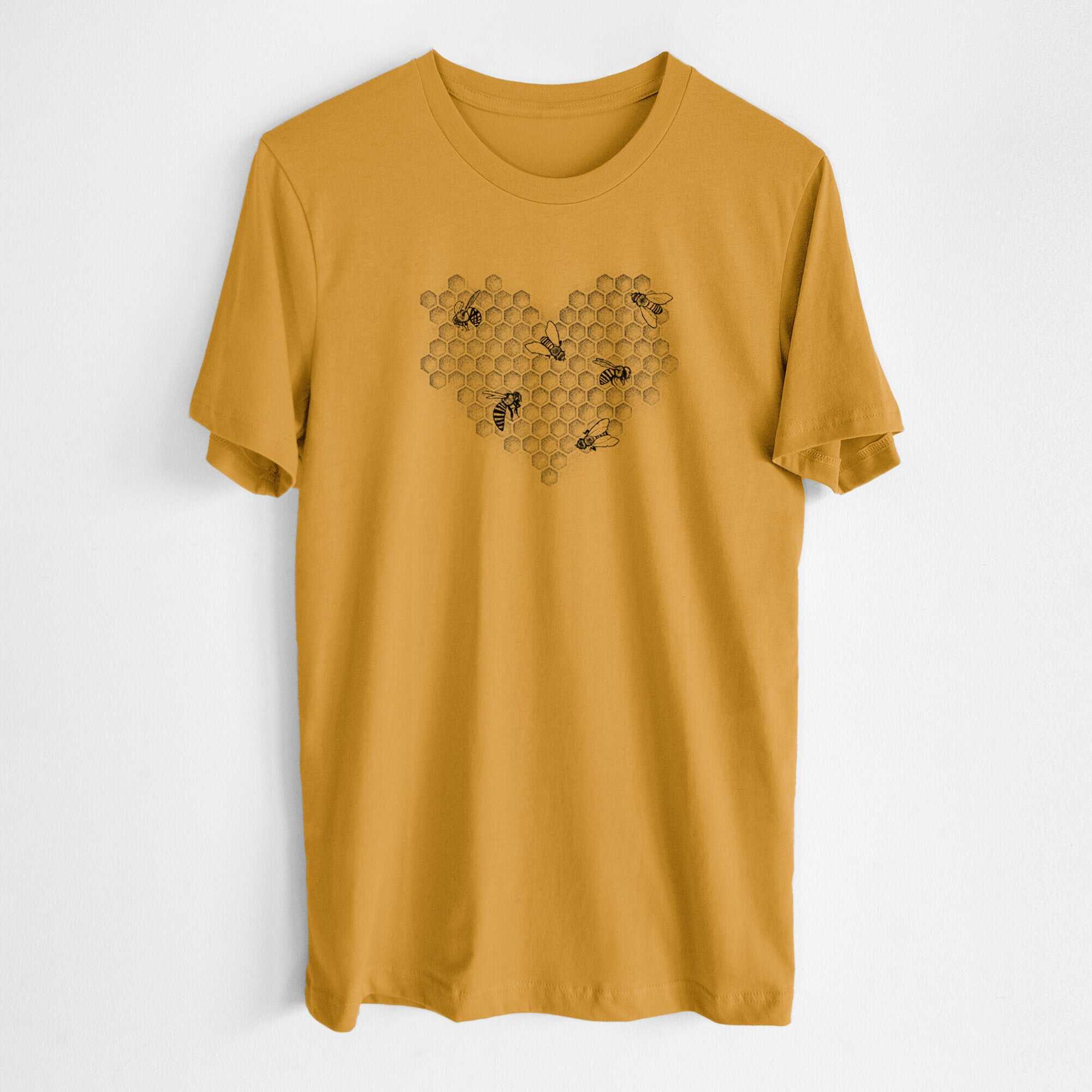 Honeycomb Heart with Bees - Lightweight 100% Cotton Unisex Crewneck
