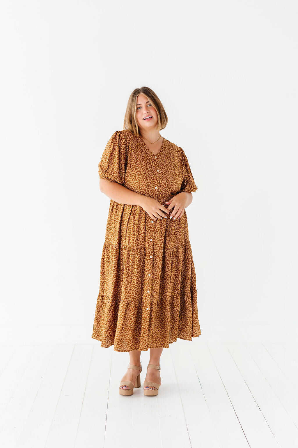 Fiona Floral Dress in Autumn Daisy - Size 3X & 4X Left