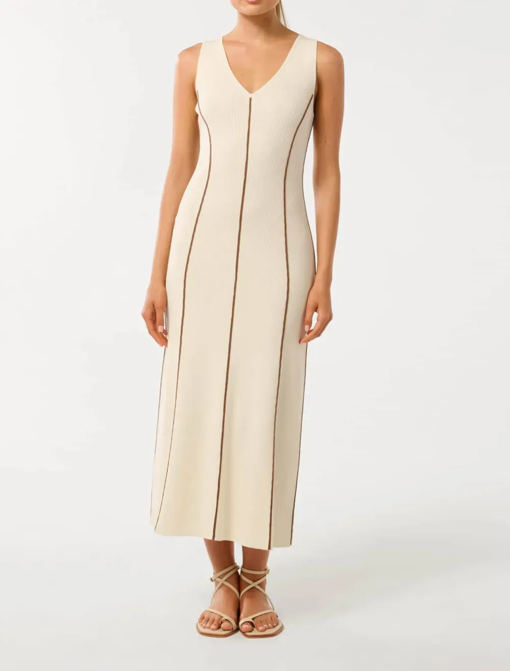 Contrast Detail Midi Dress