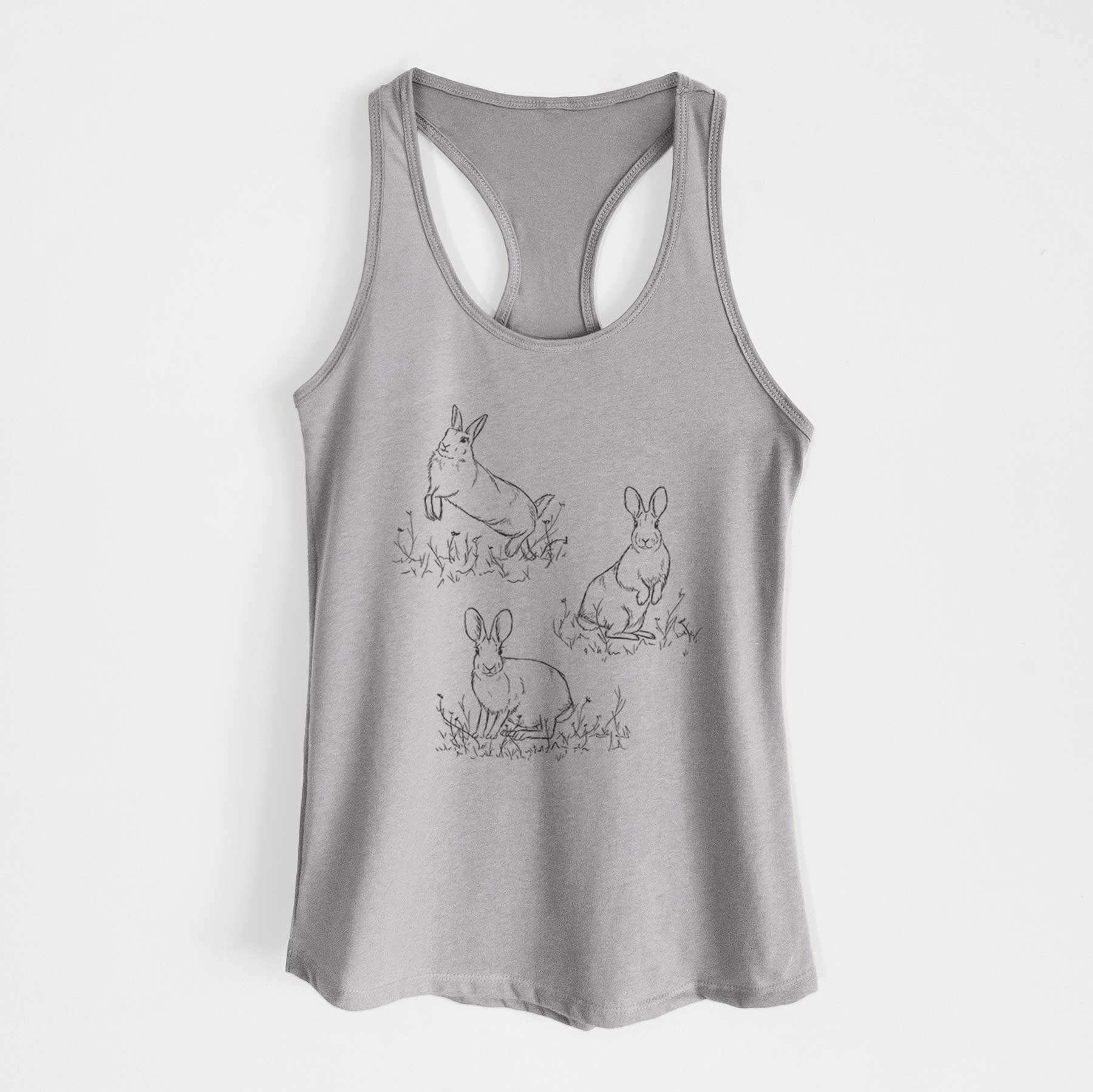 Eastern Cottontail Rabbit Trio - Sylvilagus floridanus - Women's Racerback Tanktop