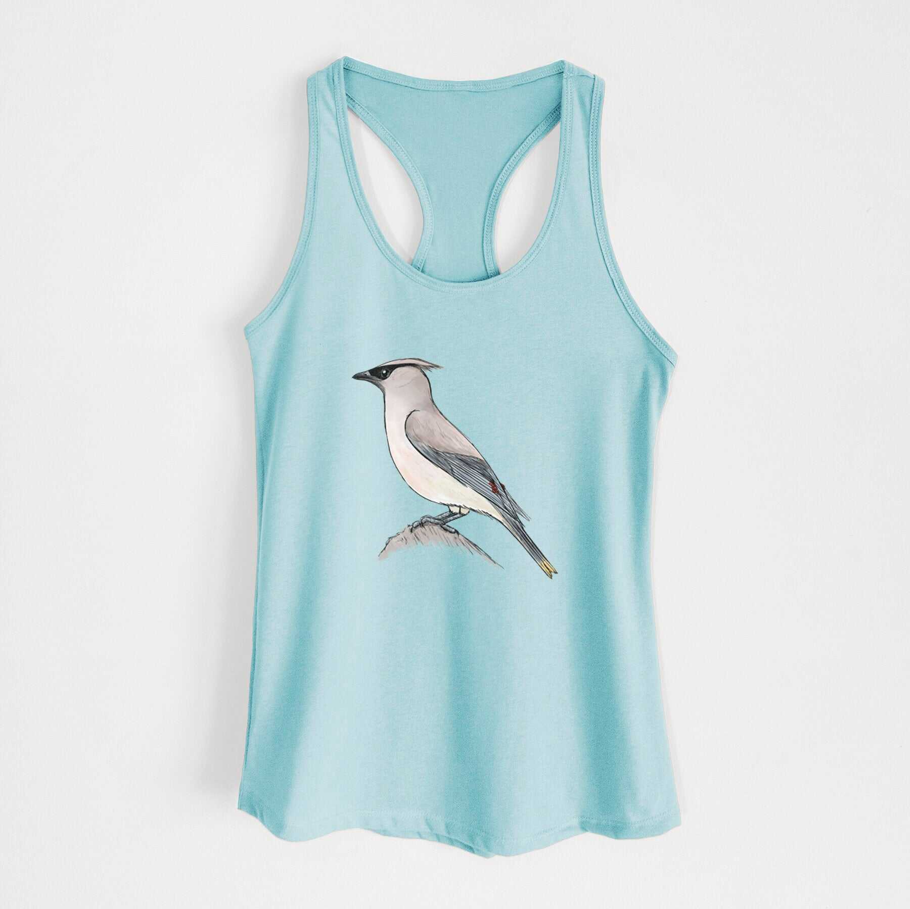Vibrant Cedar Waxwing - Bombycilla cedrorum - Women's Racerback Tanktop
