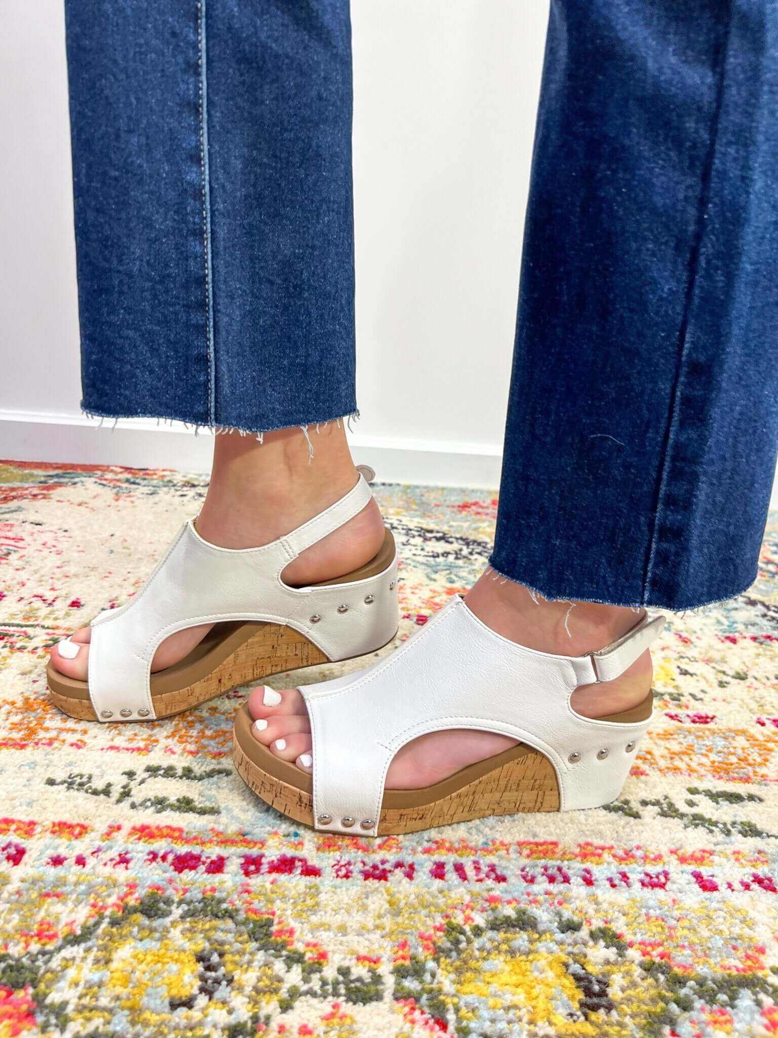 Corky's Footwear Carley Wedge Sandal - White Smooth