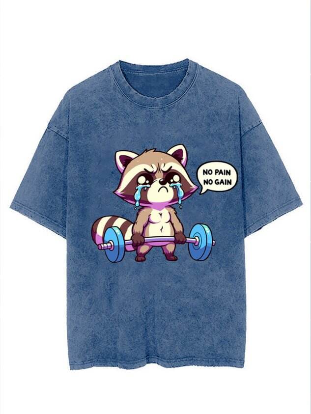 🦊 Fun Fitness Fox Print Washed T-Shirt