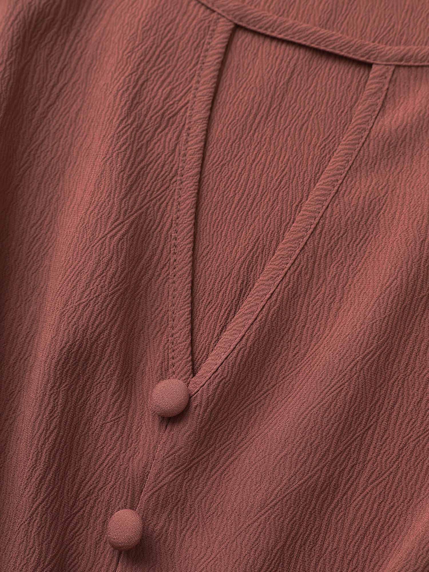 Anti-Wrinkle Keyhole Button Detail Belted Dress
