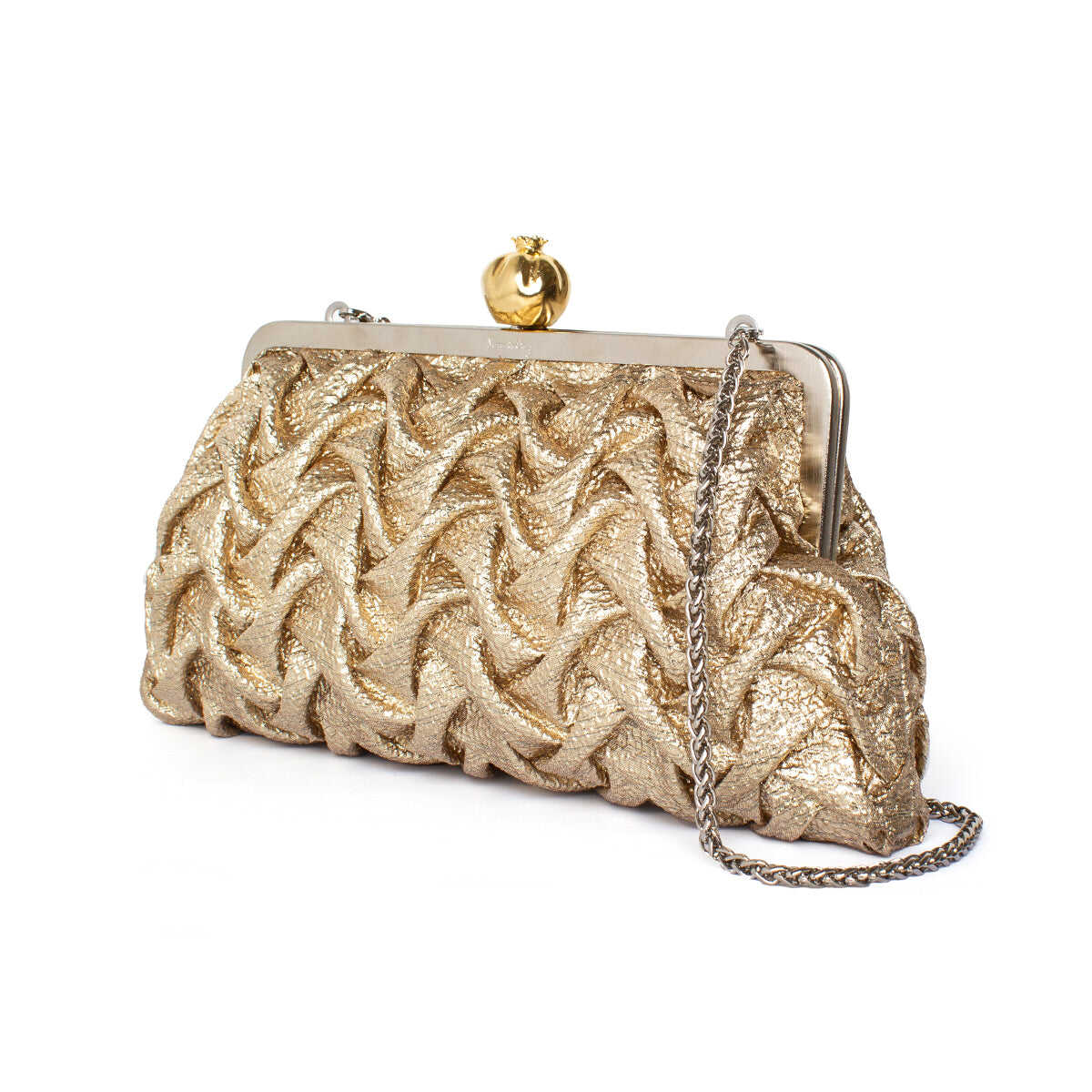 POMEGRENATE ON GOLD SMOCKING CLASSIC BAG