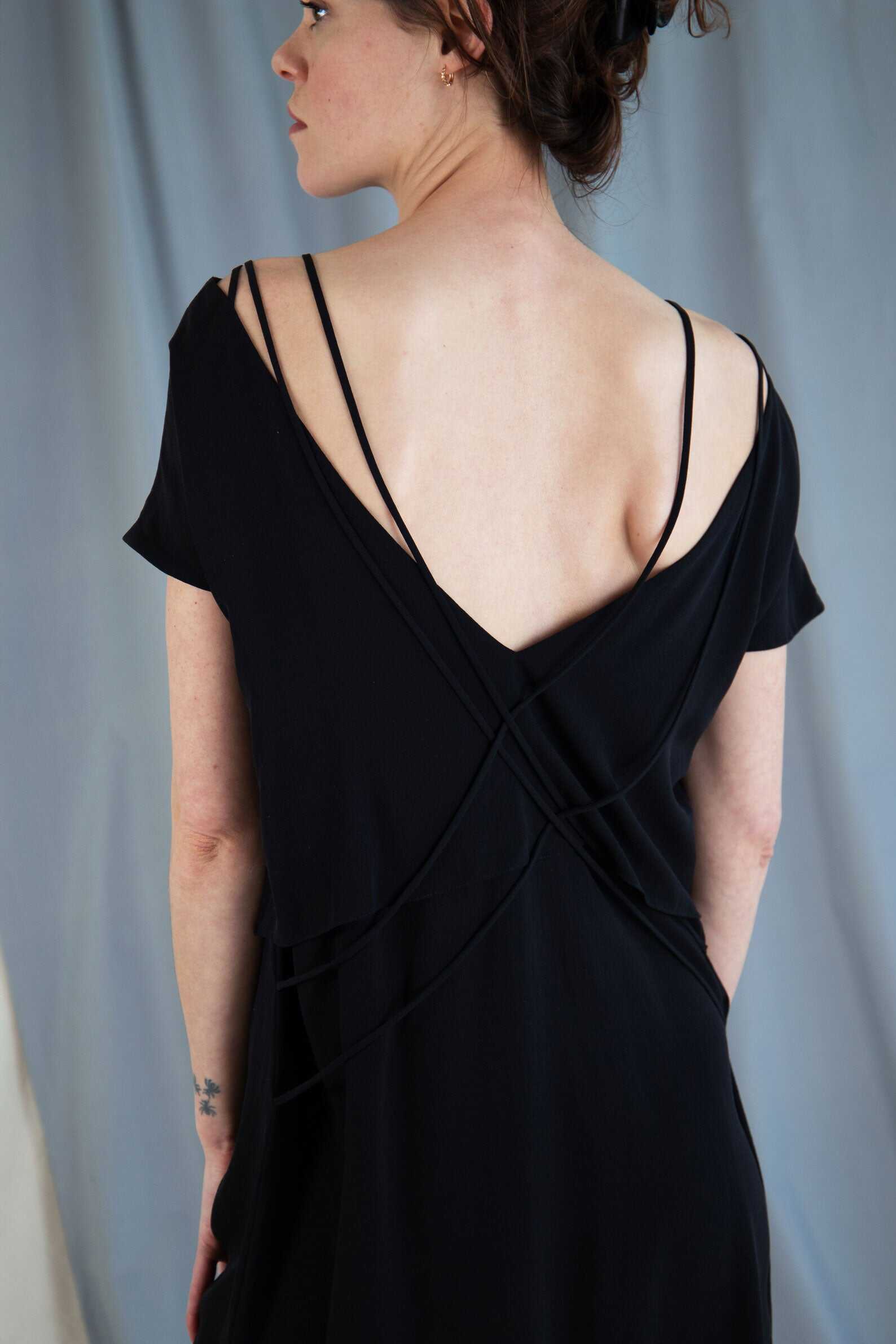 Silk shift mini dress - Black