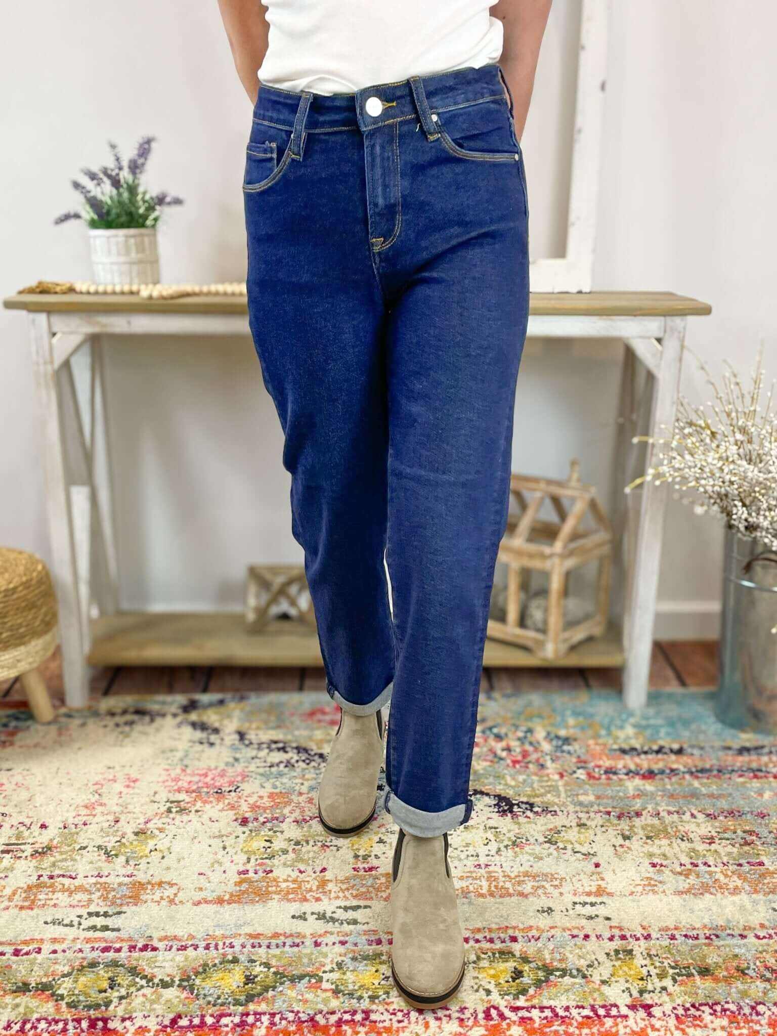 Risen Jeans Mid-Rise Boyfriend Crop Jeans