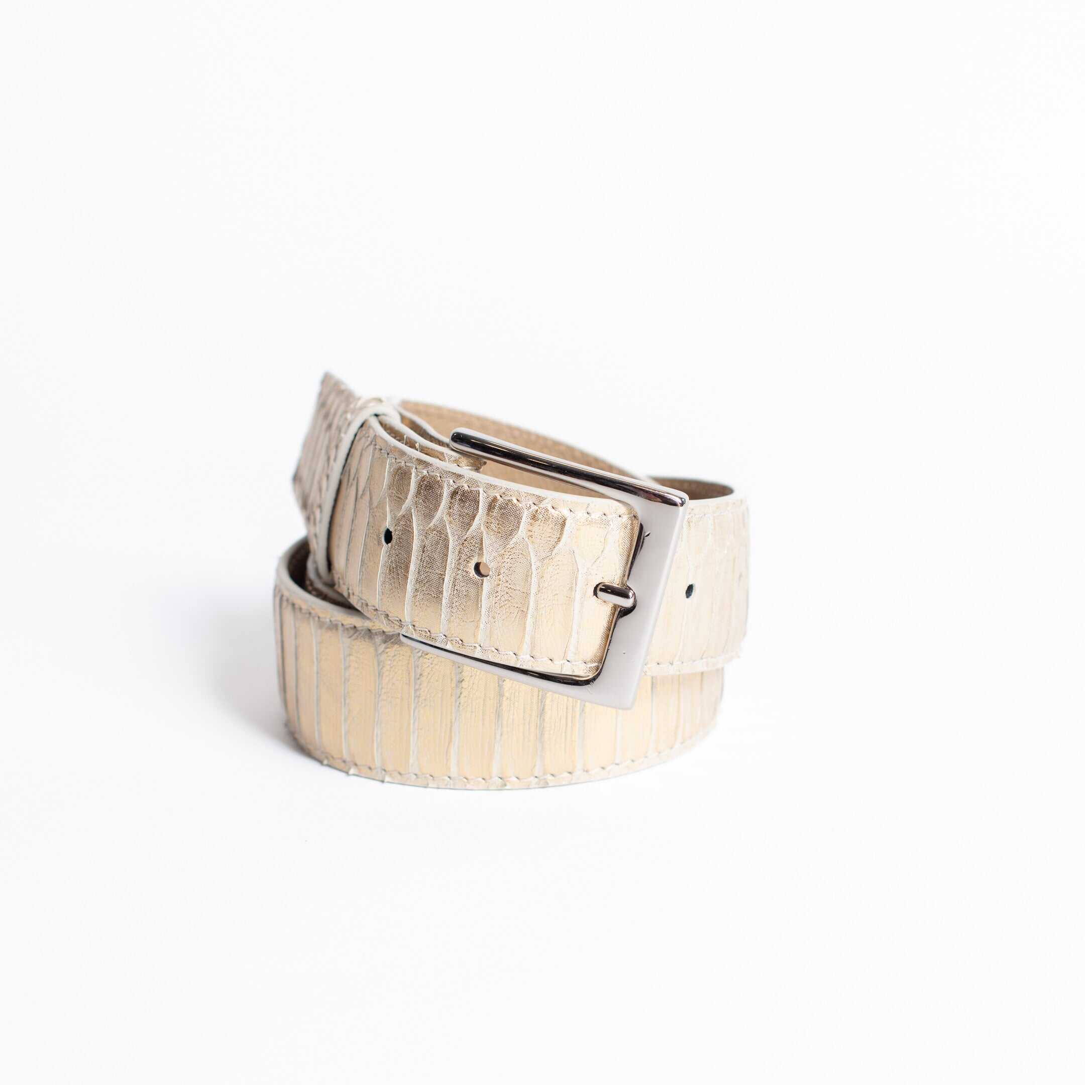 Full Skin Belt, Metallic Gold Python