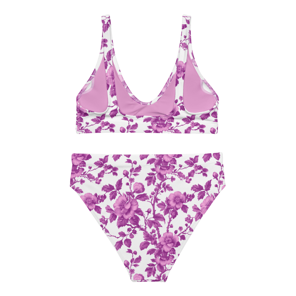 Recycled High-Waisted Bikini, Floral Serenity