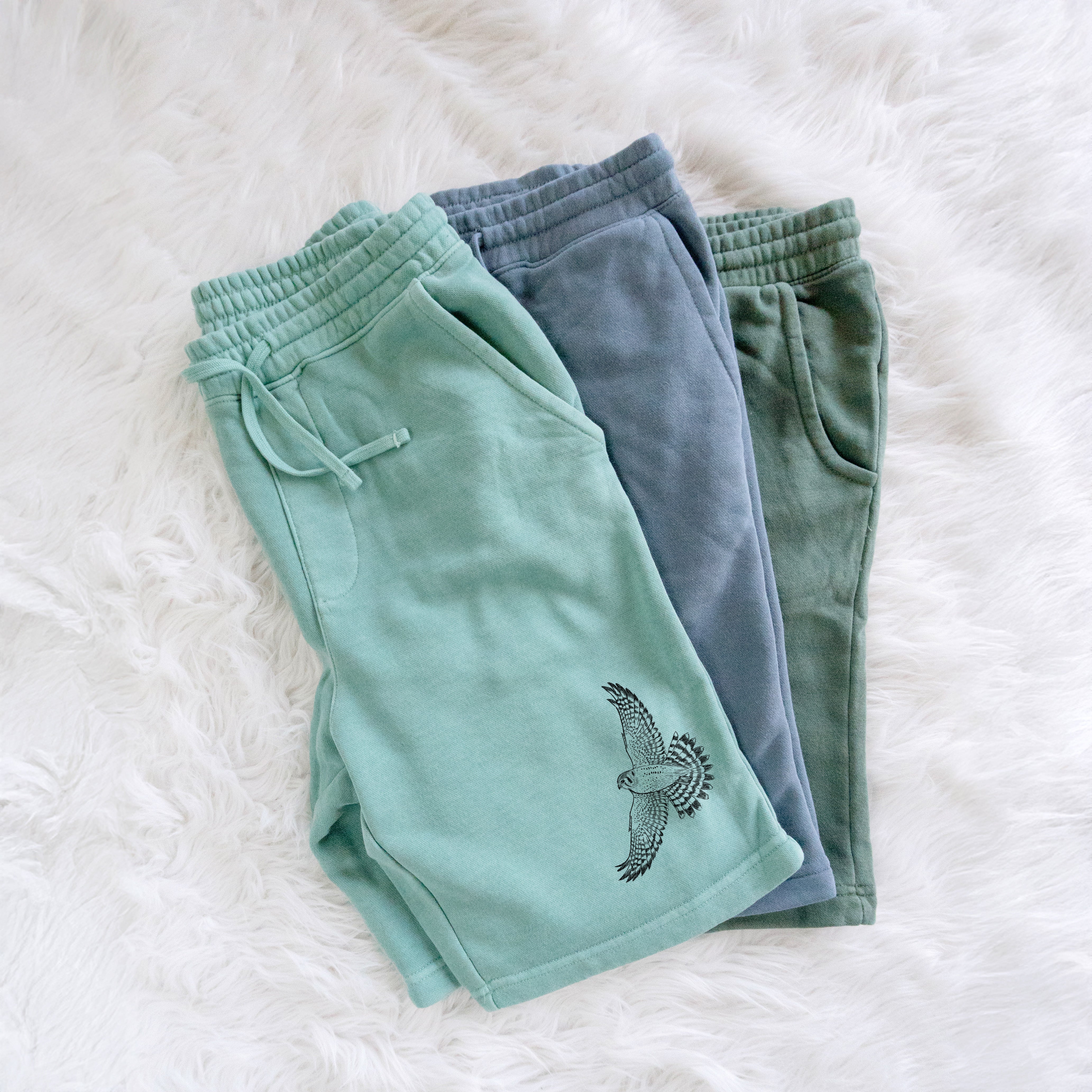 Soaring American Kestrel - Falco sparverius - Unisex Pigment Dyed Shorts