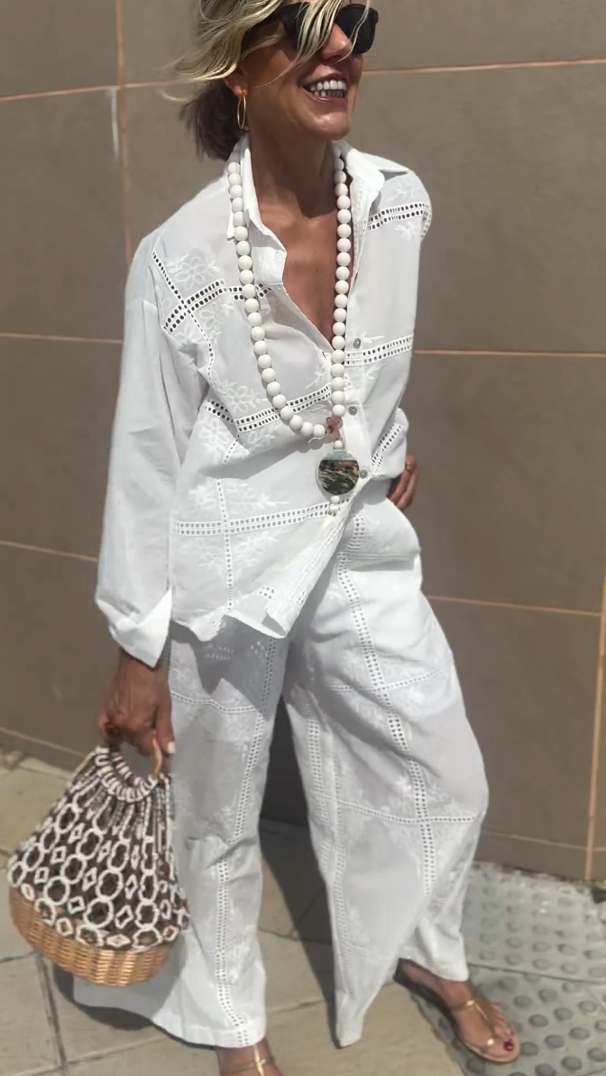 Summer Elegant Eyelet Oversized 2 Piece Sets