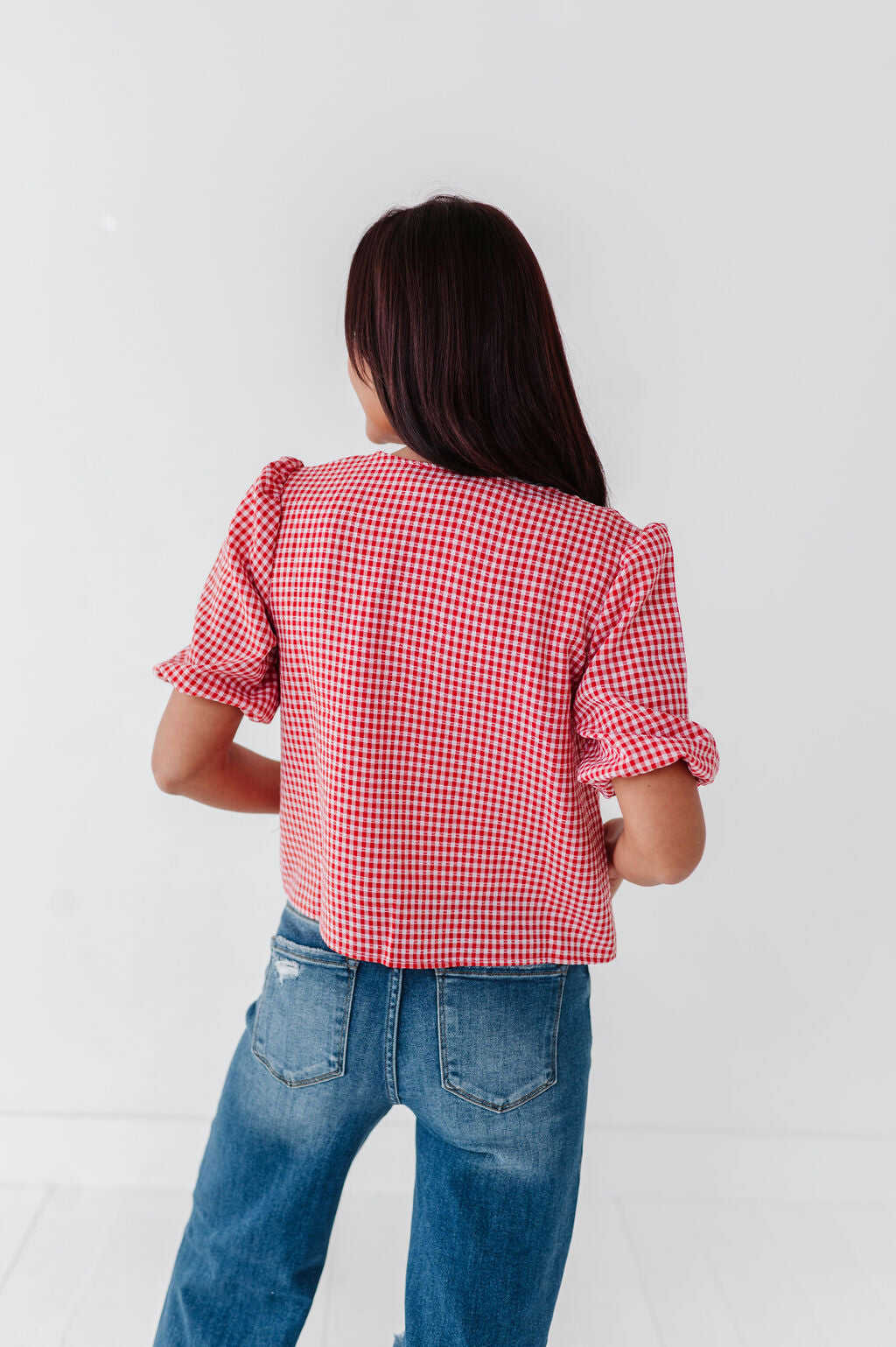 Finley Tie Front Top in Red