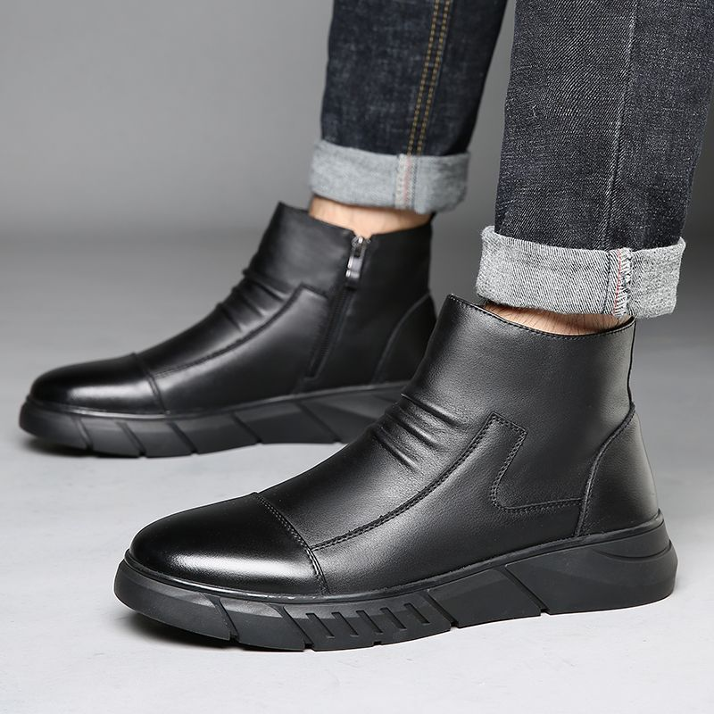 Men's Comfortable Anti sprain Genuine Leather Motorcycle Boots Work Boots Martin boots