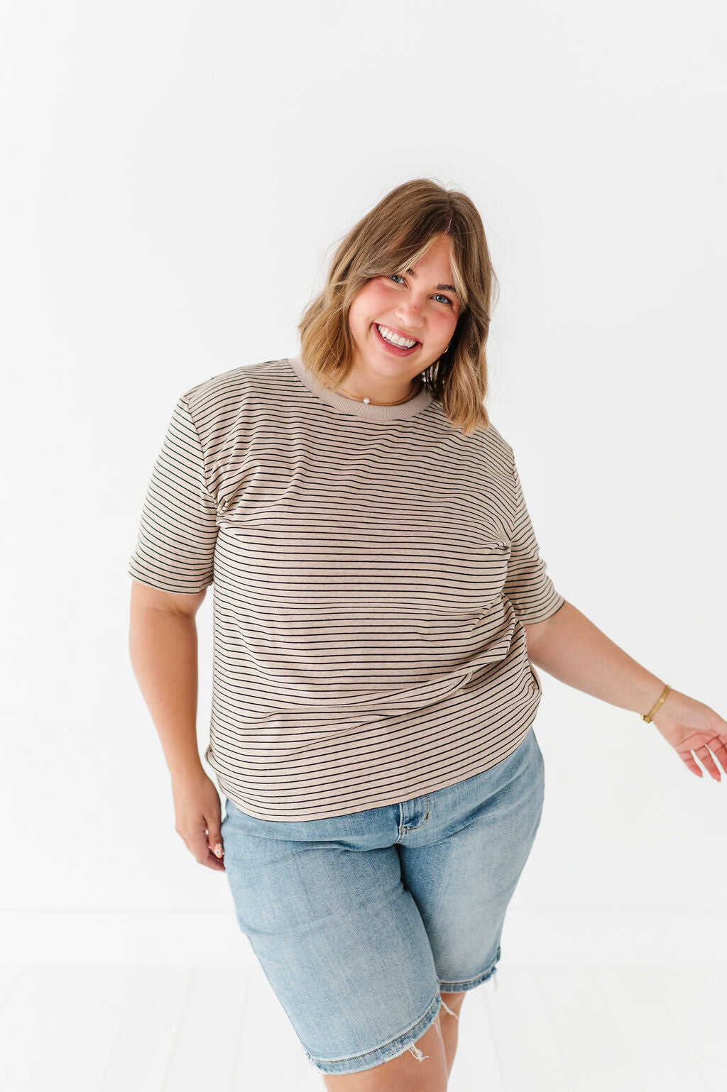 Felicity Striped Top in Oatmeal