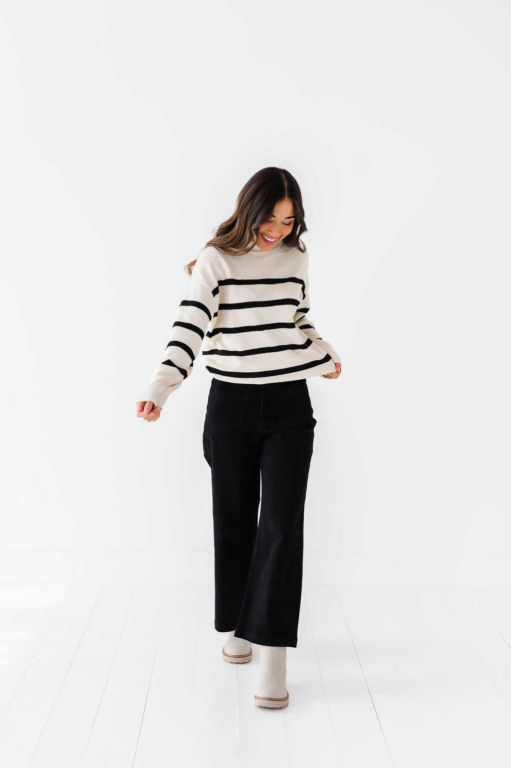 Ashton Striped Sweater in Cream