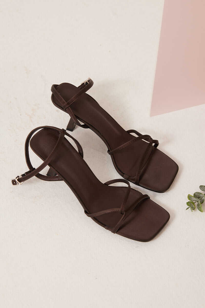 Lauryn Satin Strappy Sandals in Americano