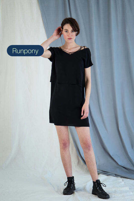 Silk shift mini dress - Black