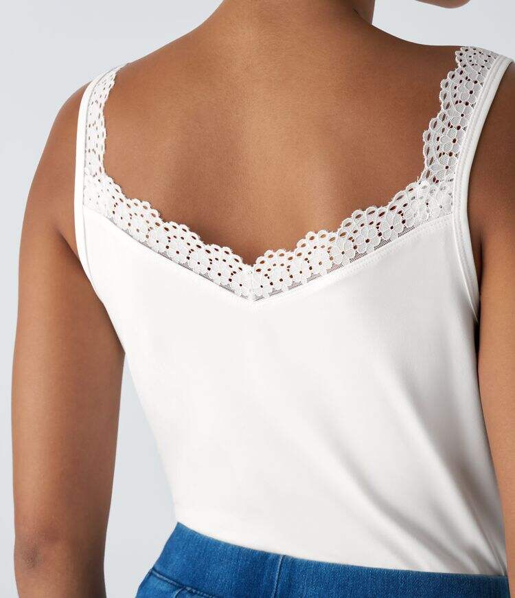 Contrast Lace Backless Basic Casual Tank Top