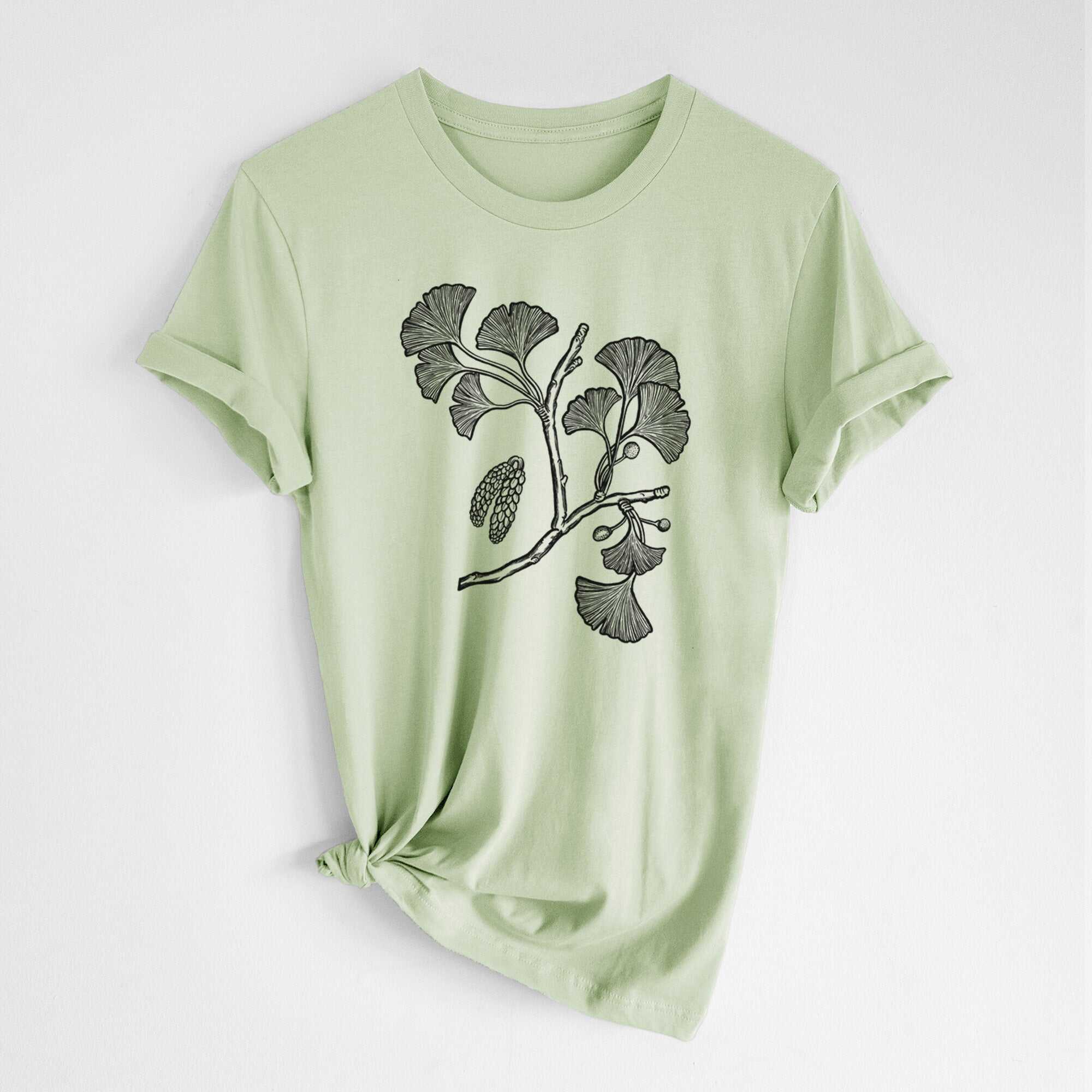 Ginkgo Biloba - Ginkgo Tree Stem with Leaves - Lightweight 100% Cotton Unisex Crewneck