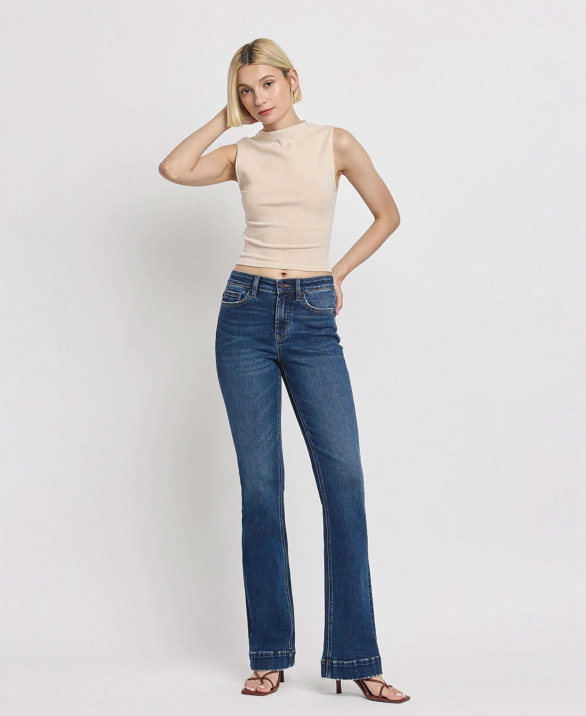 Vervet by Flying Monkey Sustainability High Rise Trouser Fit Boot Cut Jeans