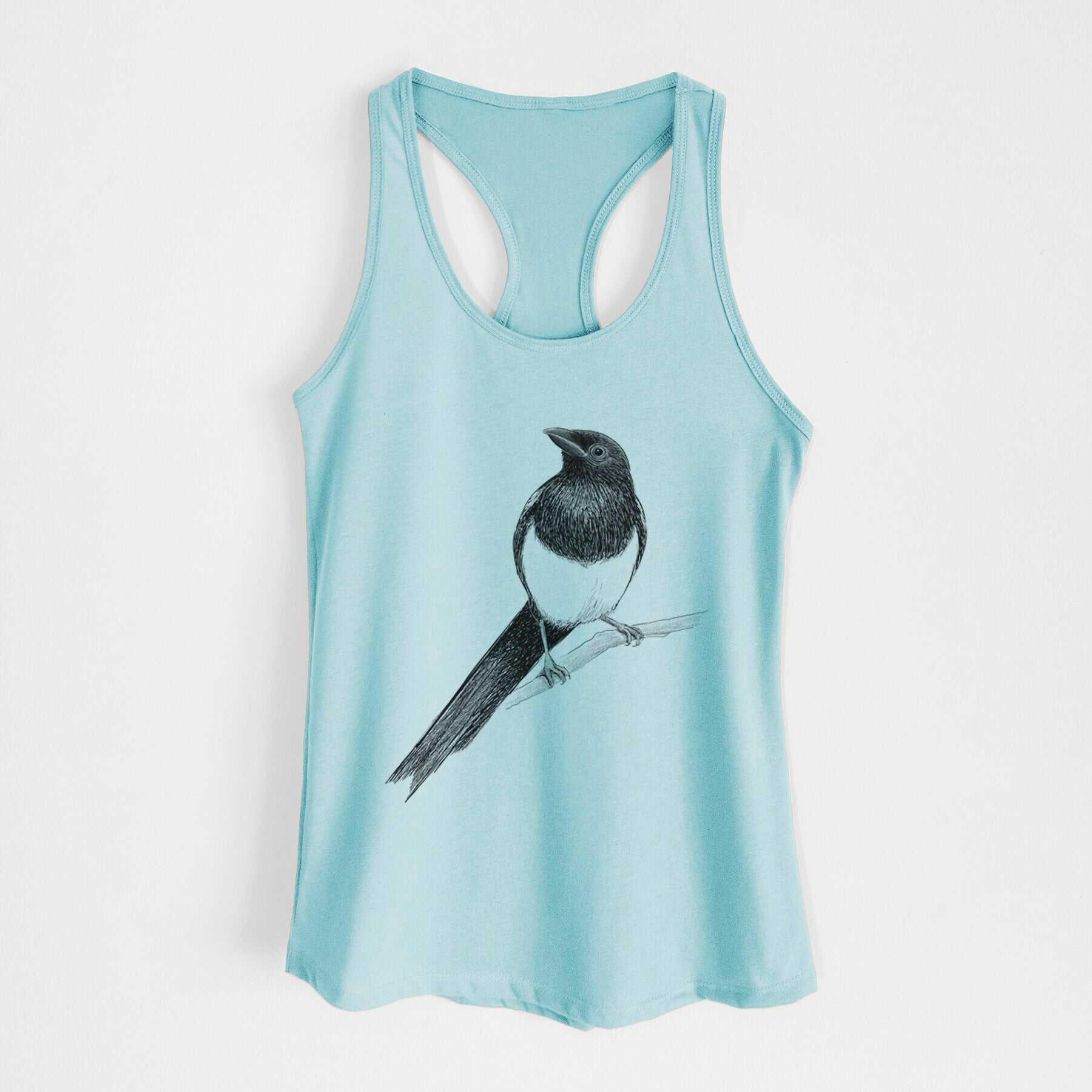 Black-billed Magpie - Pica hudsonia - Women's Racerback Tanktop