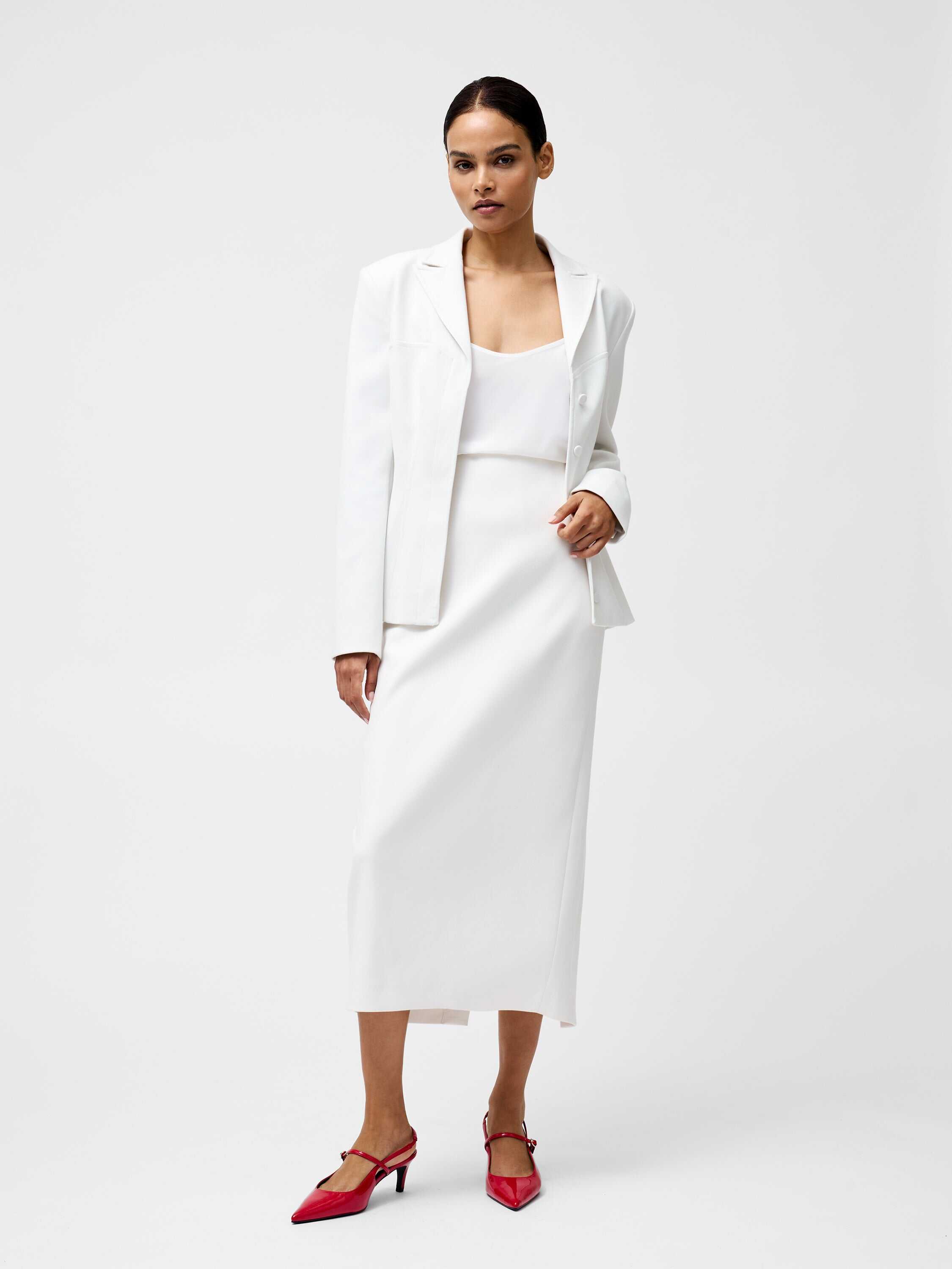 Cannes Twill Split Midi Skirt