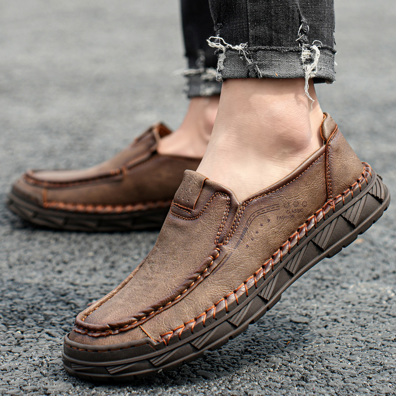 Men Genuine Leather Casual Shoes Comfortable Lightweight Non-Slip Orthopedic Shoes