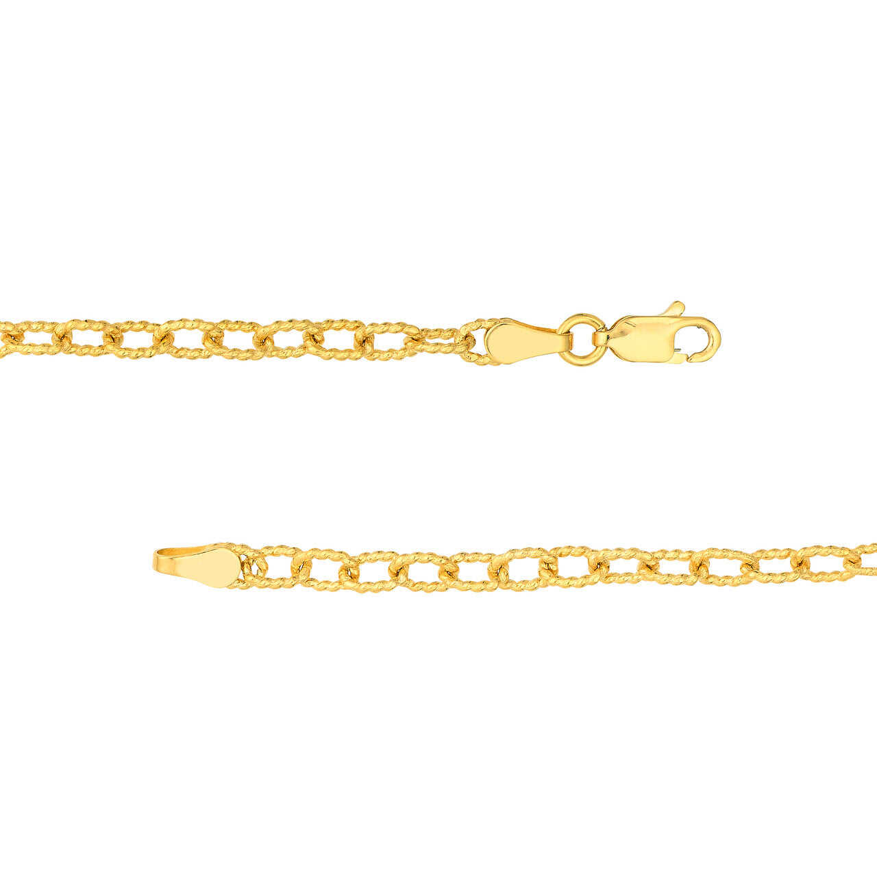 14K Yellow Gold Twisted Forzentina Chain Bracelet