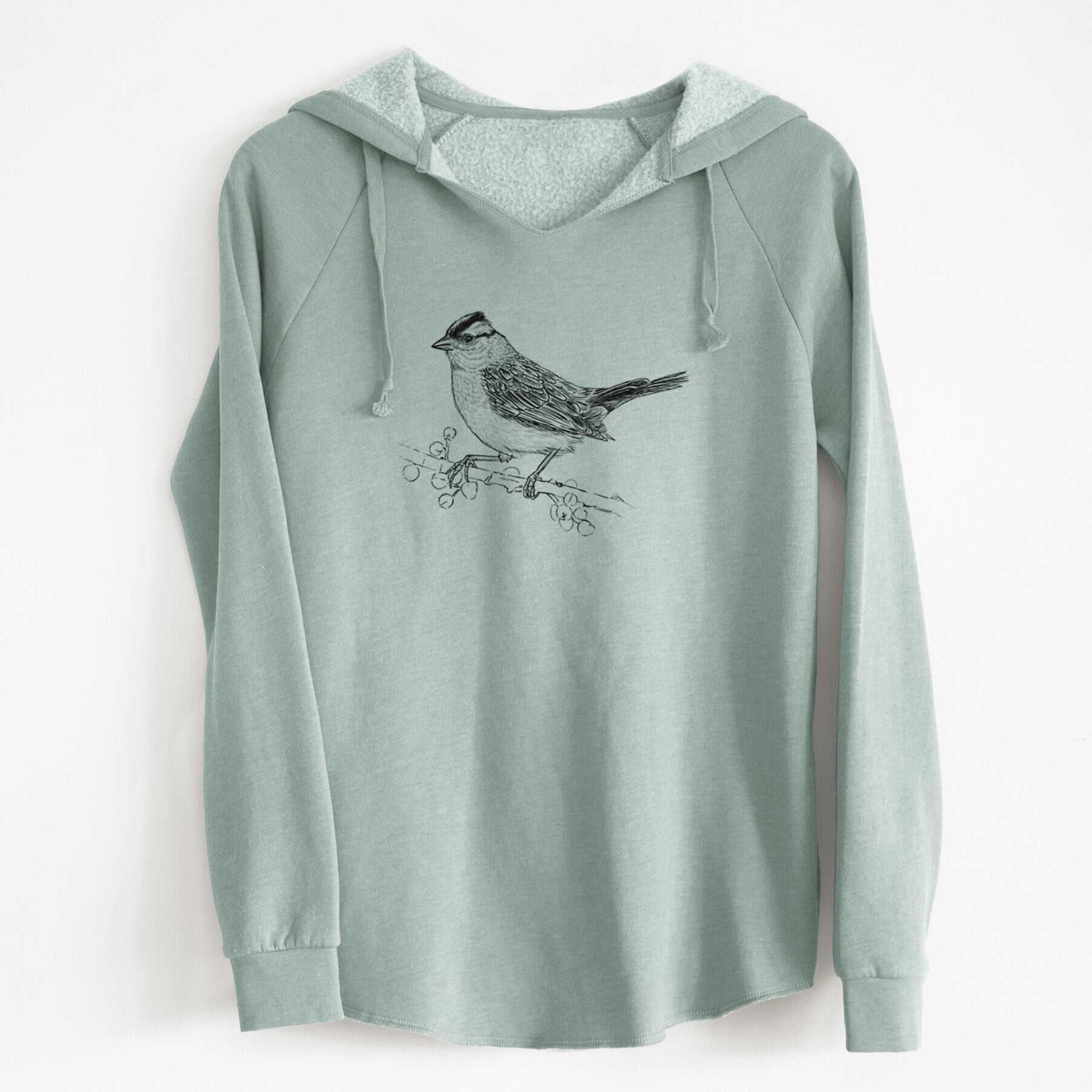 White-crowned Sparrow - Zonotrichia leucophrys - Cali Wave Hooded Sweatshirt