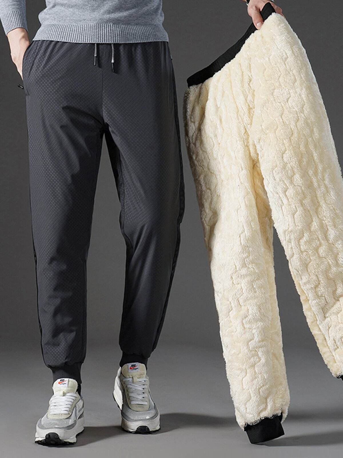 Extra Fleece-Lined Ankle-Tied Elastic Waist Pants