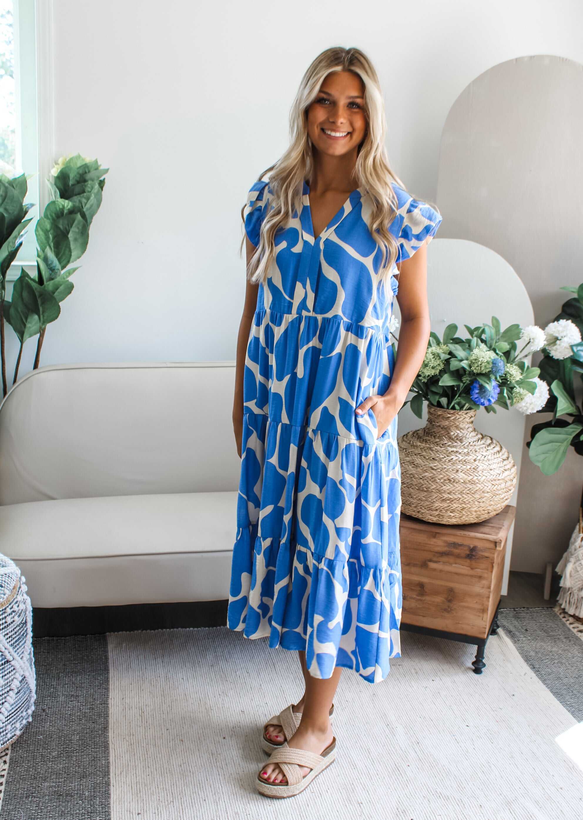 Cool Waters Ruffle Midi • Blue