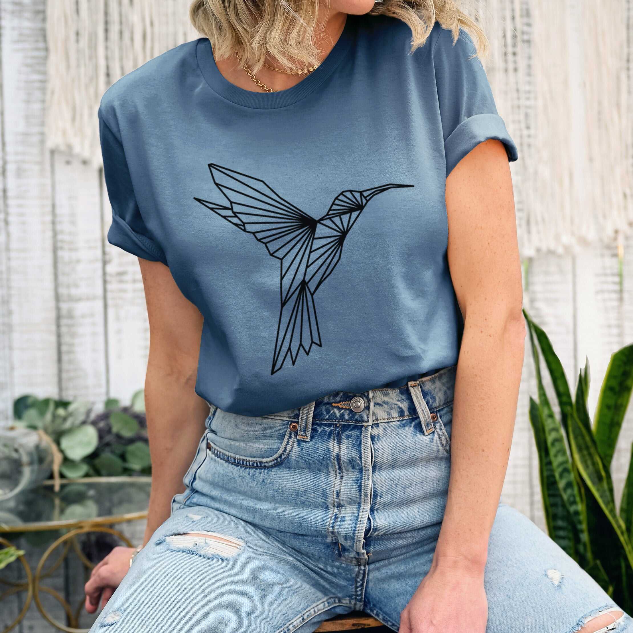 Geometric Hummingbird - Lightweight 100% Cotton Unisex Crewneck