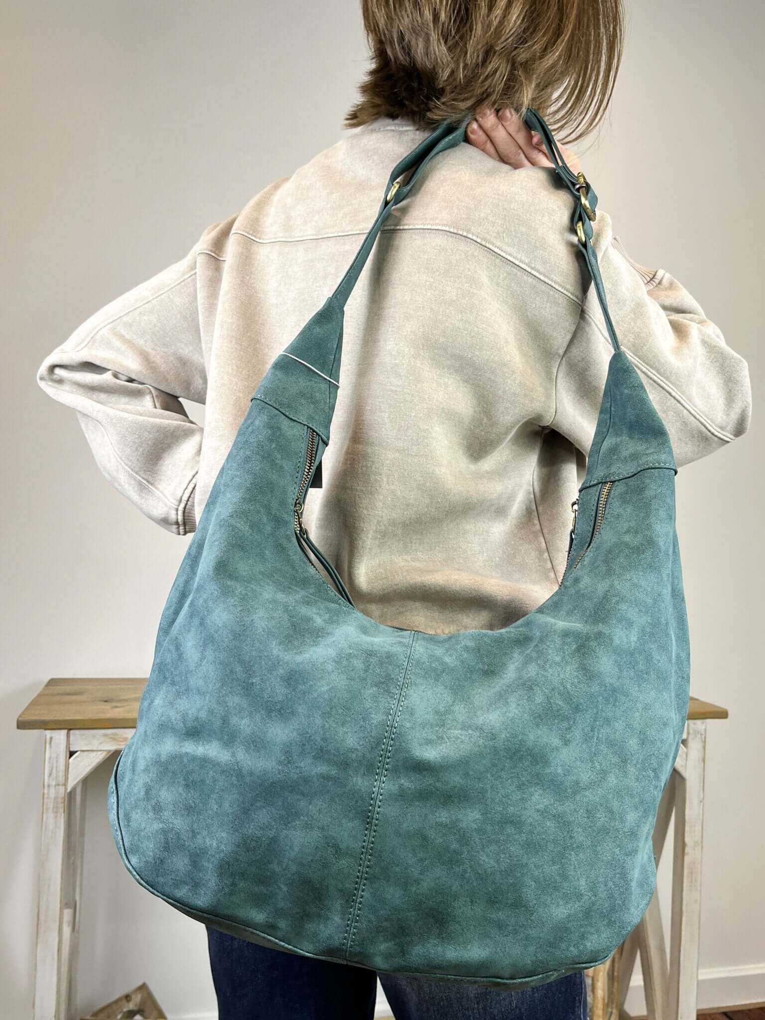 Rochelle Faux Suede Large Crescent Hobo