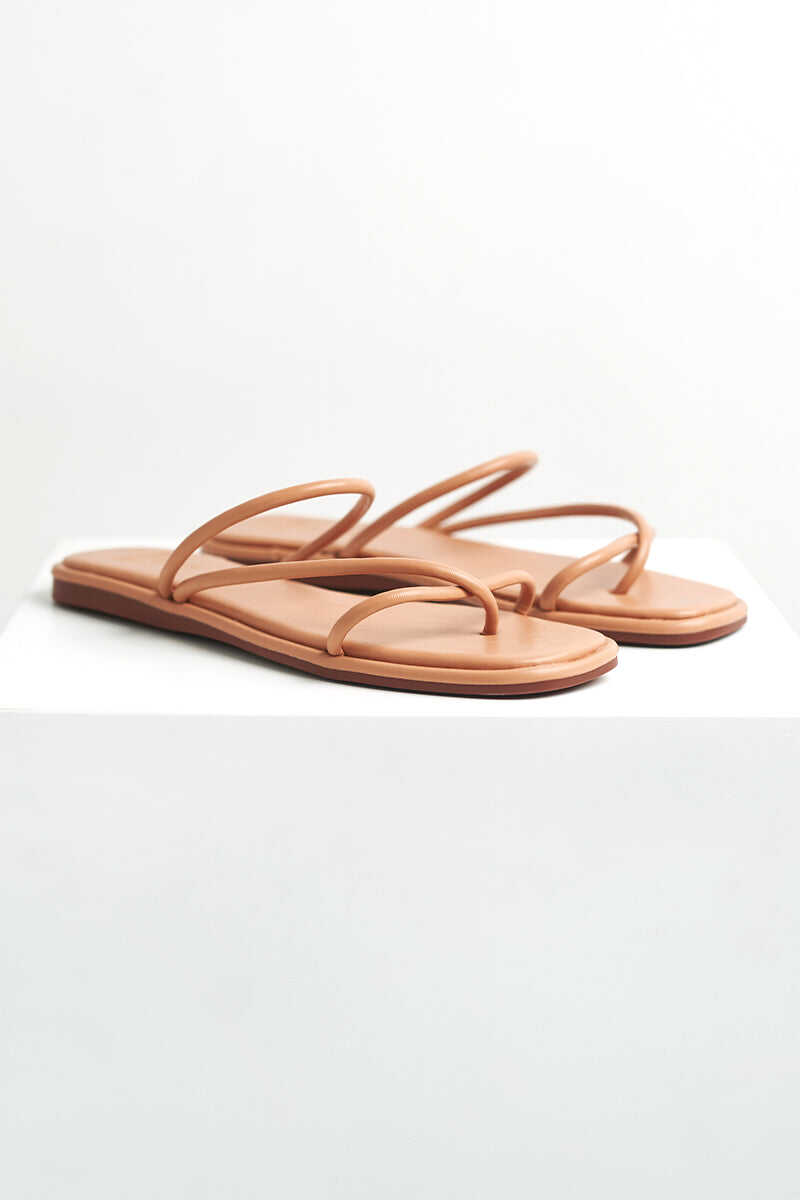 Strappy Sliders in Tan